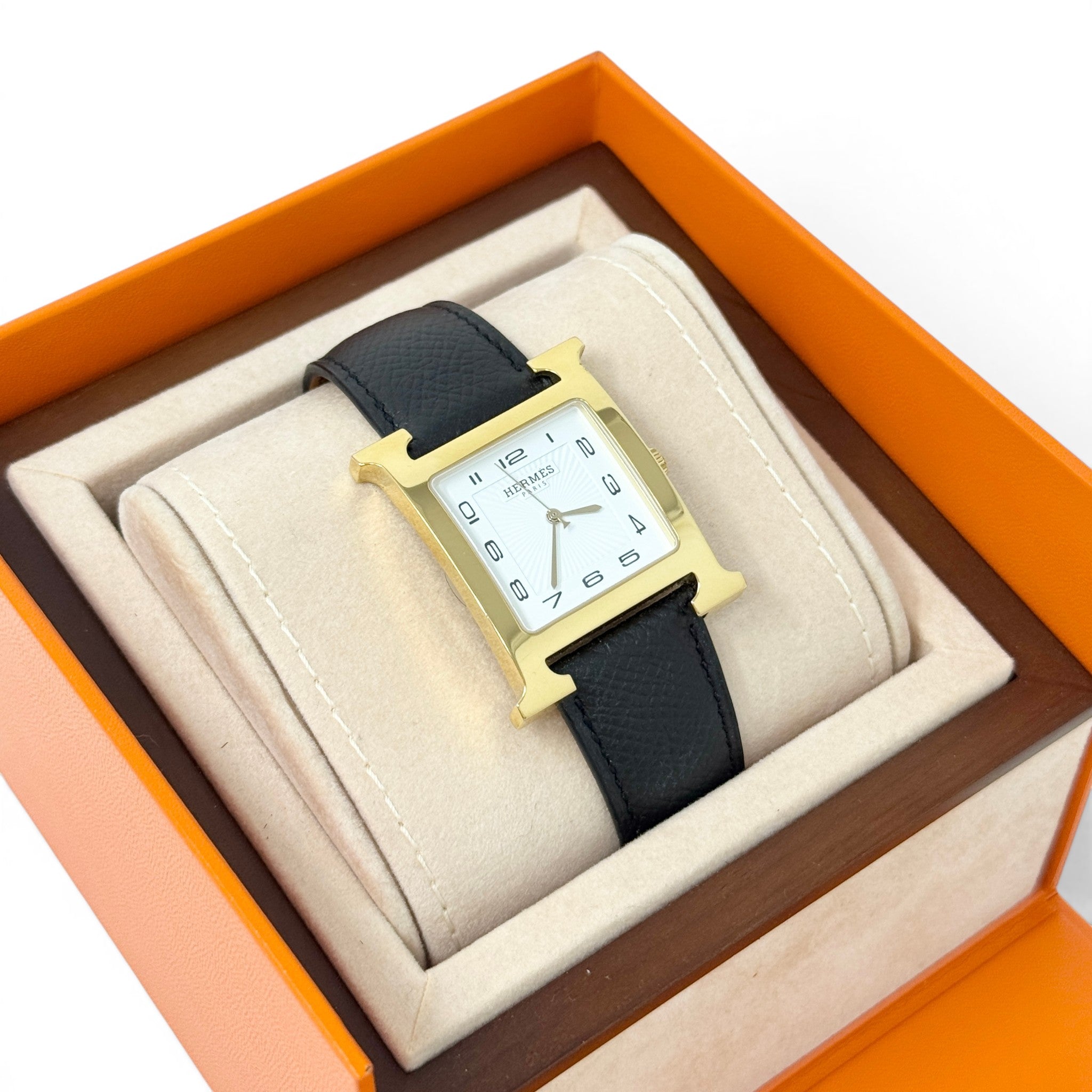 Hermes Noir Epsom Heure H Watch 34mm