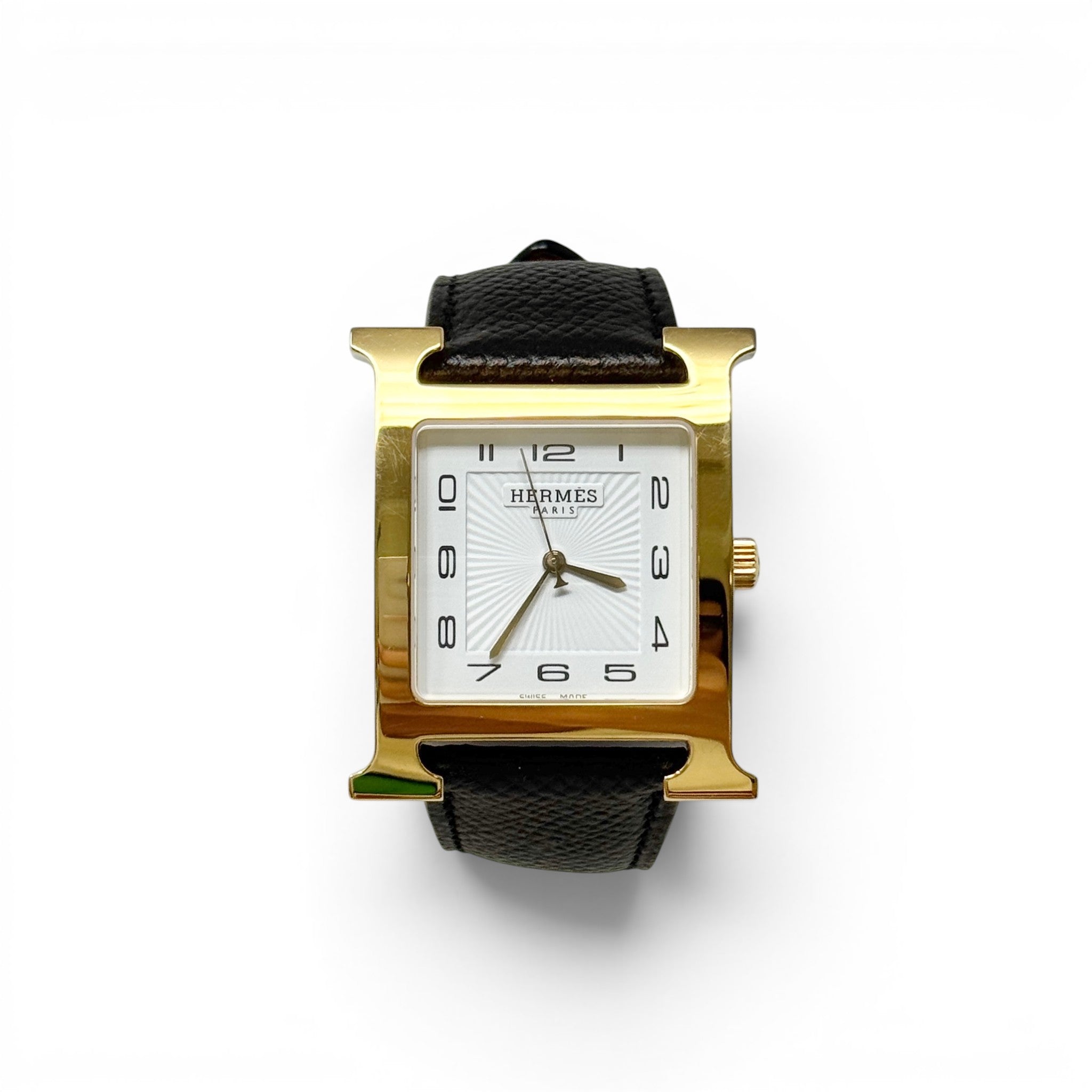 Hermes Noir Epsom Heure H Watch 34mm