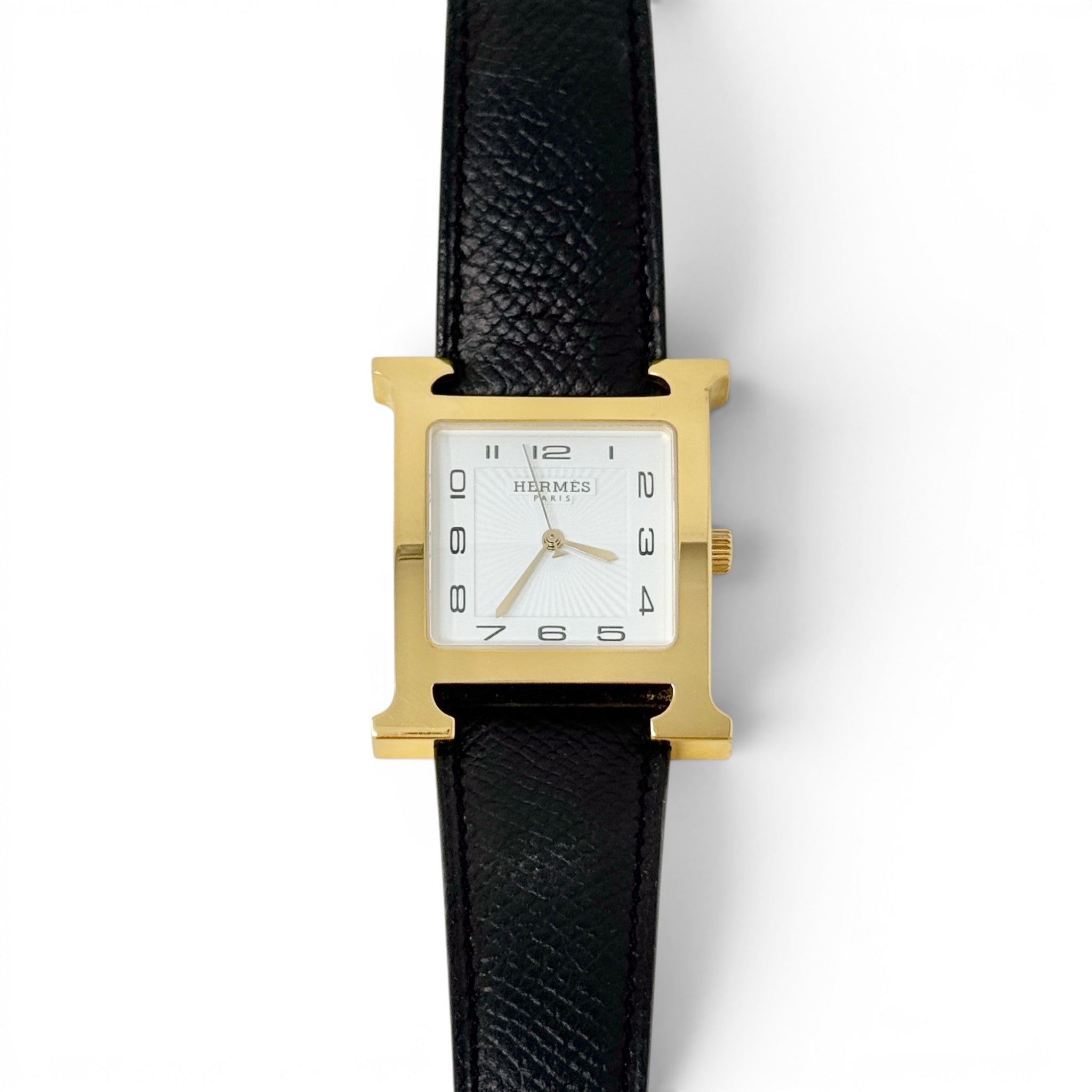 Hermes Noir Epsom Heure H Watch 34mm