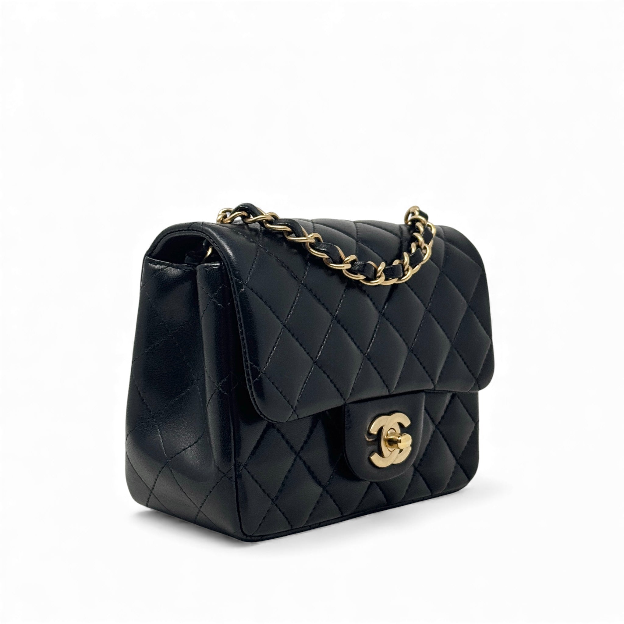 Chanel Black Lambskin Mini Square Flap