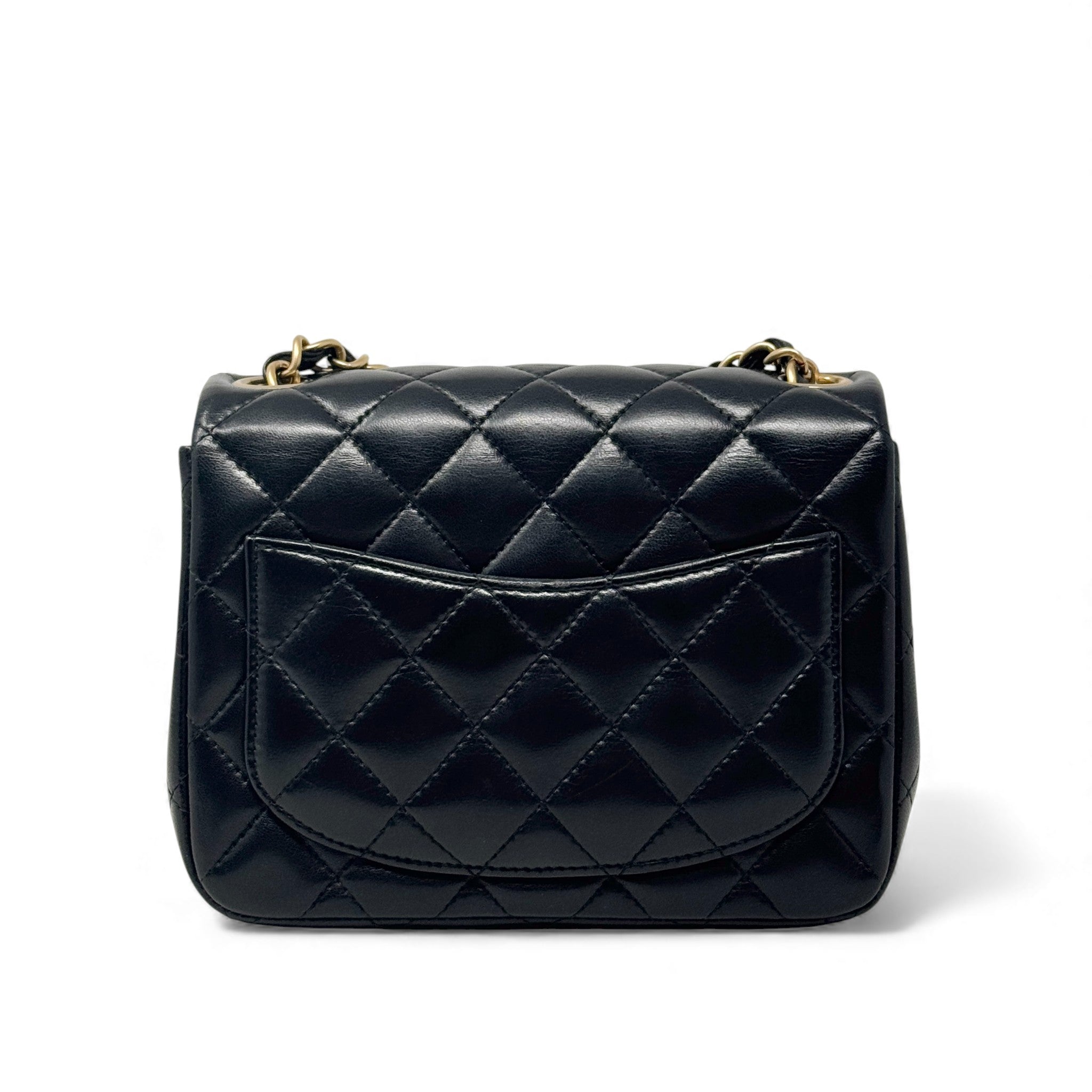 Chanel Black Lambskin Mini Square Flap
