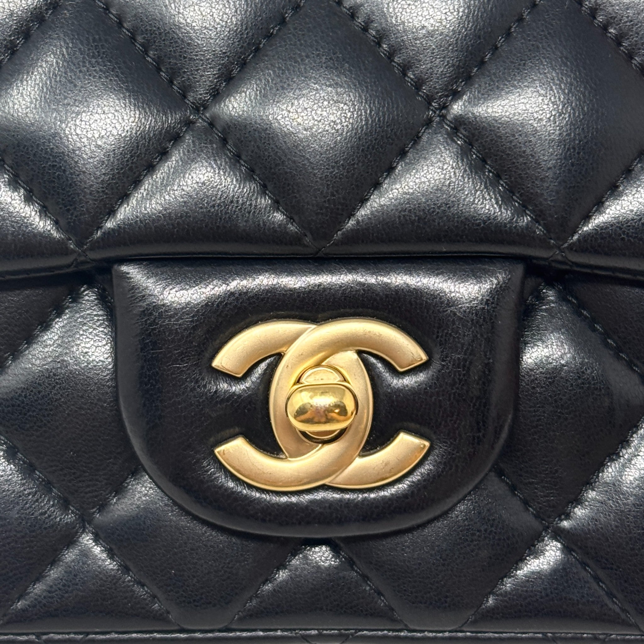 Chanel Black Lambskin Mini Square Flap