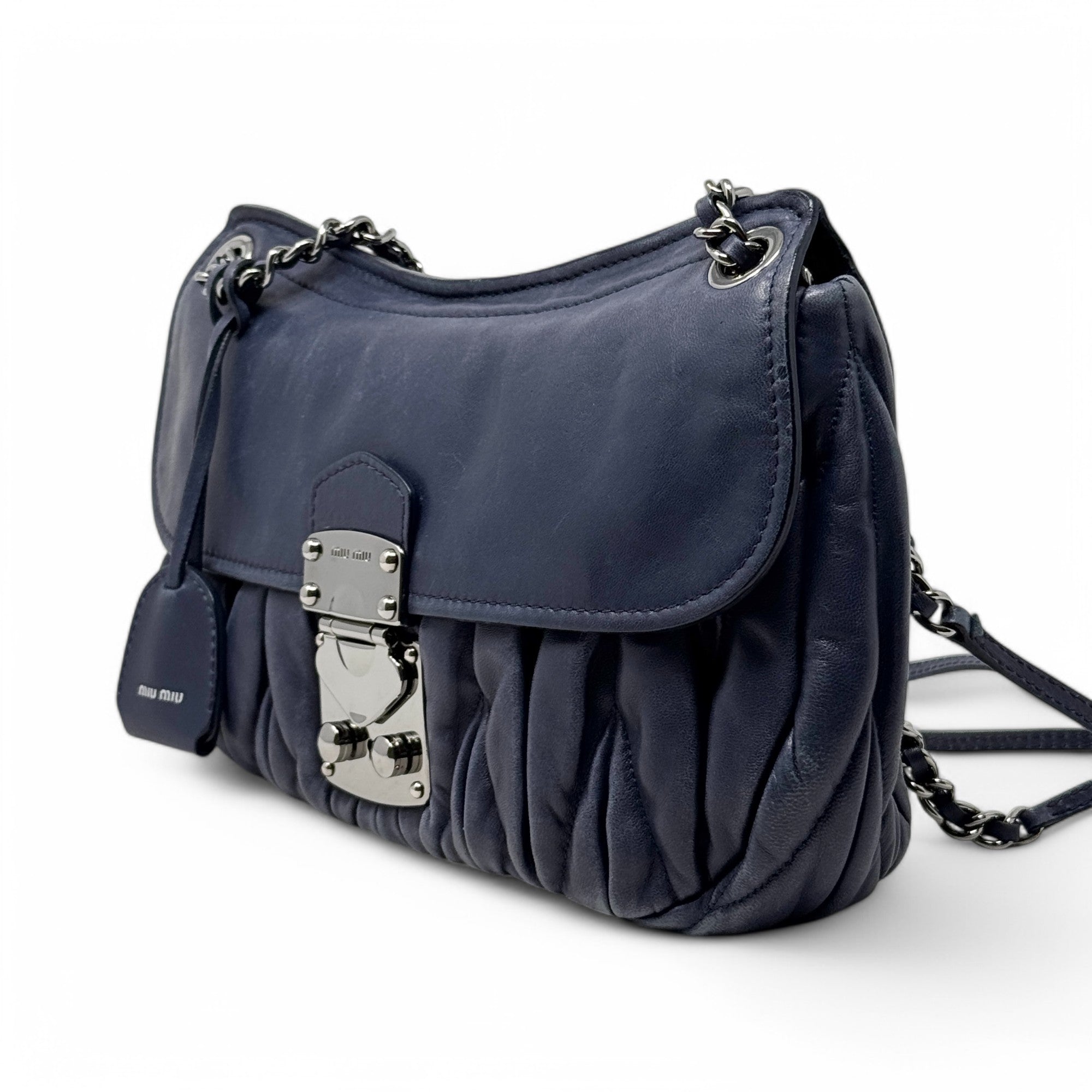 Miu Miu Navy Sacca Shoulder Bag