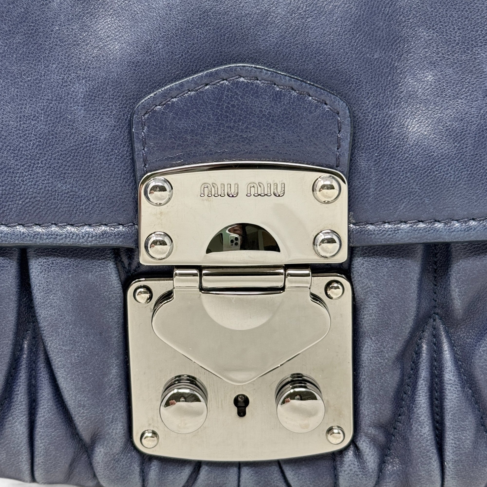 Miu Miu Navy Sacca Shoulder Bag