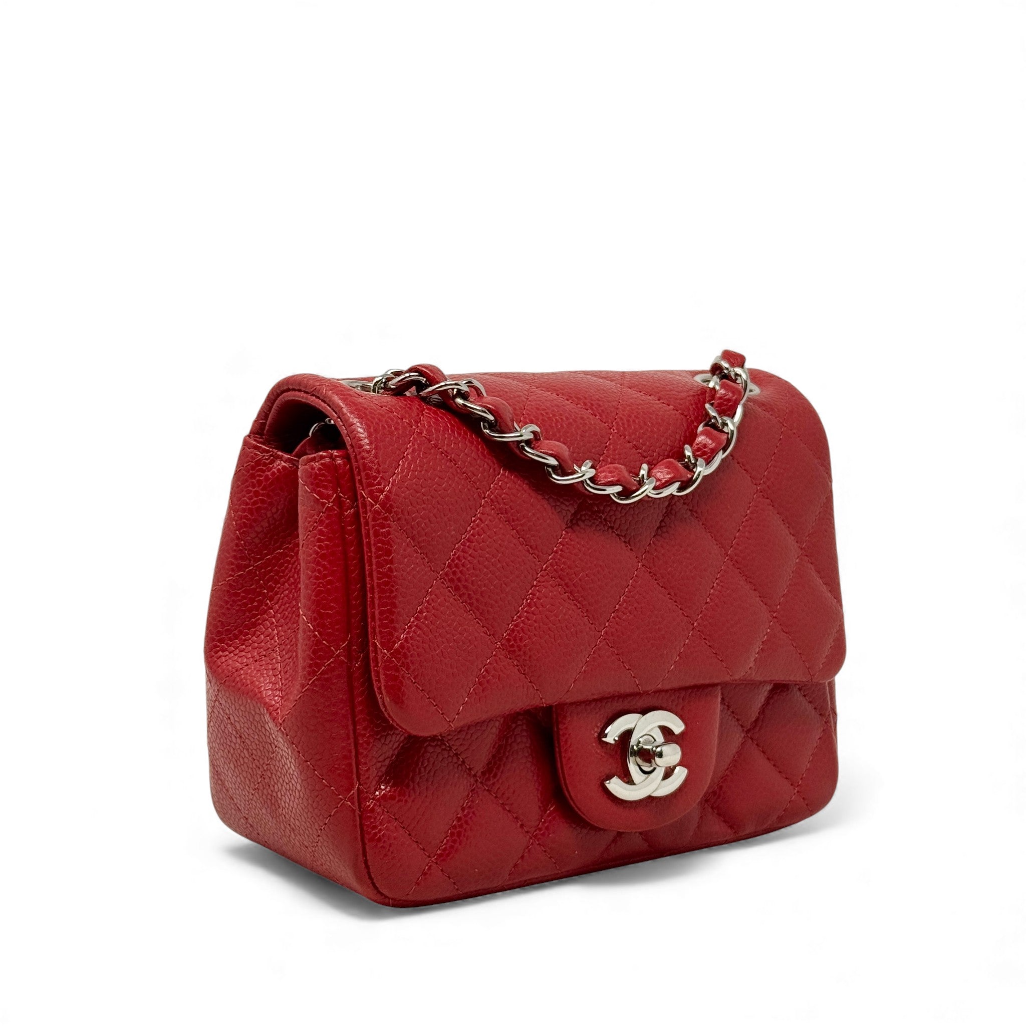 Chanel Red Caviar Mini Square Flap