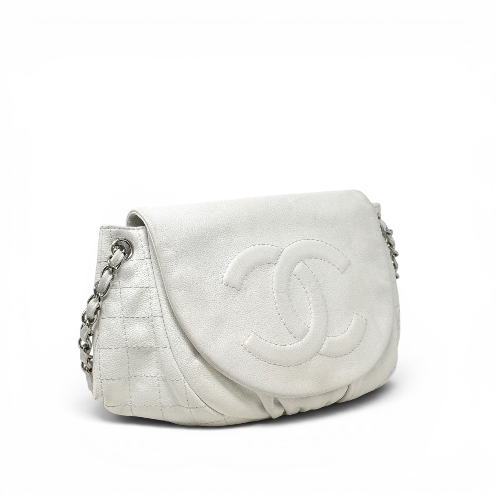 Chanel White Half Moon Flap