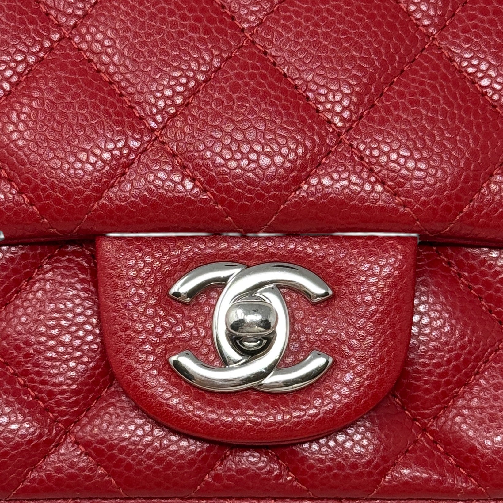 Chanel Red Caviar Mini Square Flap