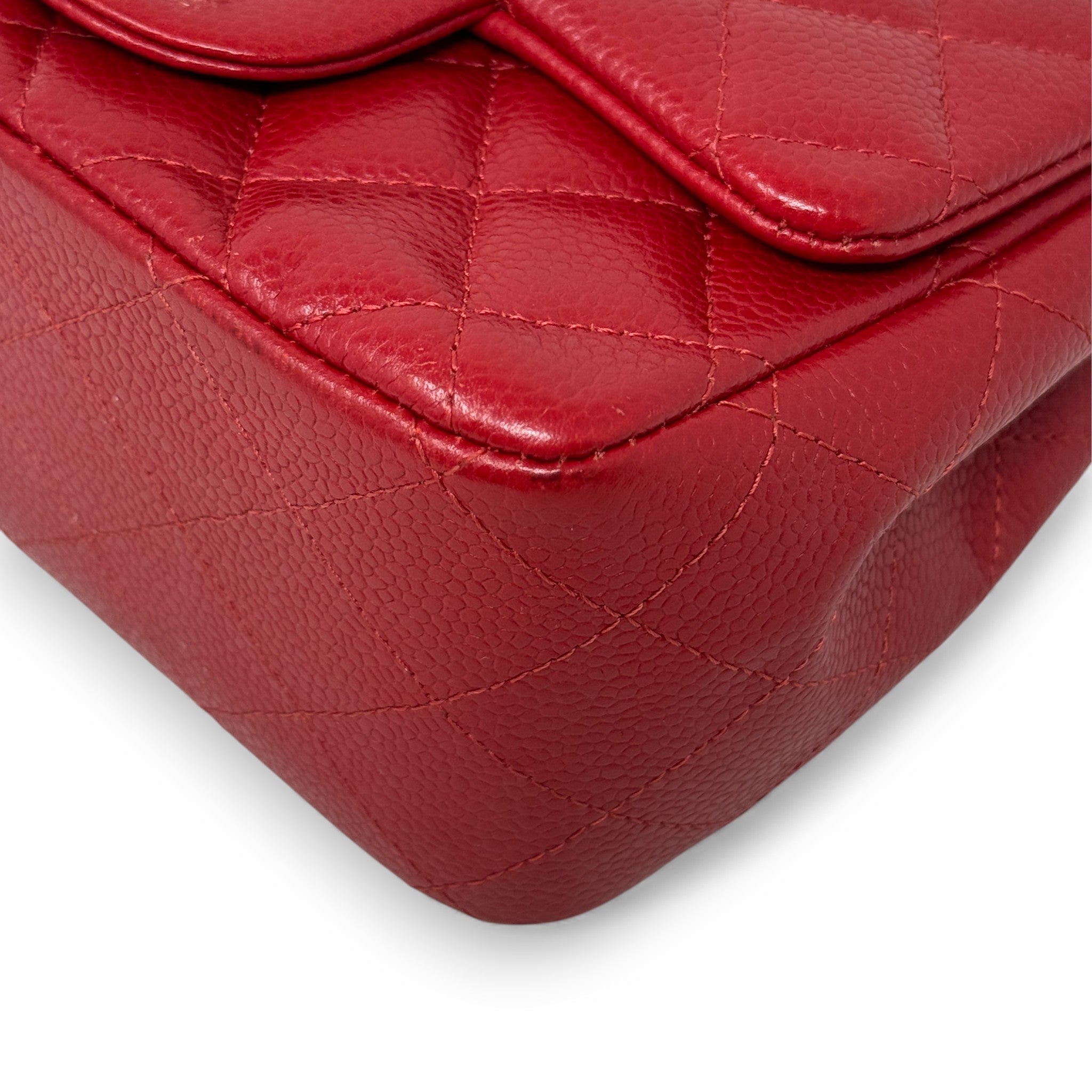 Chanel Red Caviar Mini Square Flap