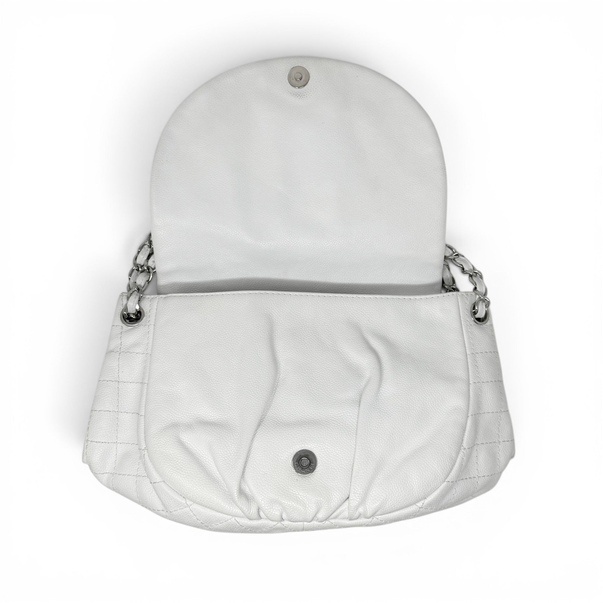 Chanel White Half Moon Flap