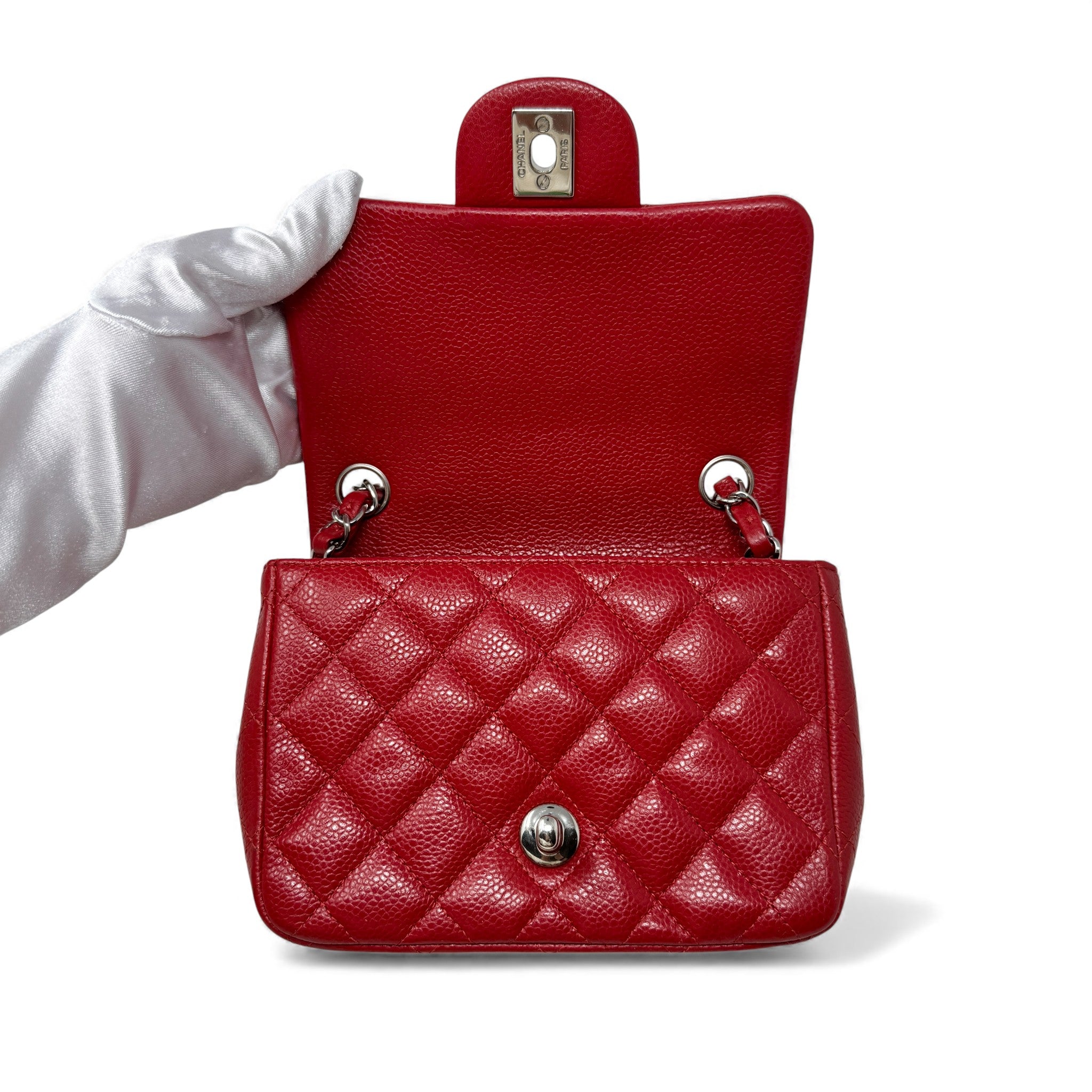 Chanel Red Caviar Mini Square Flap