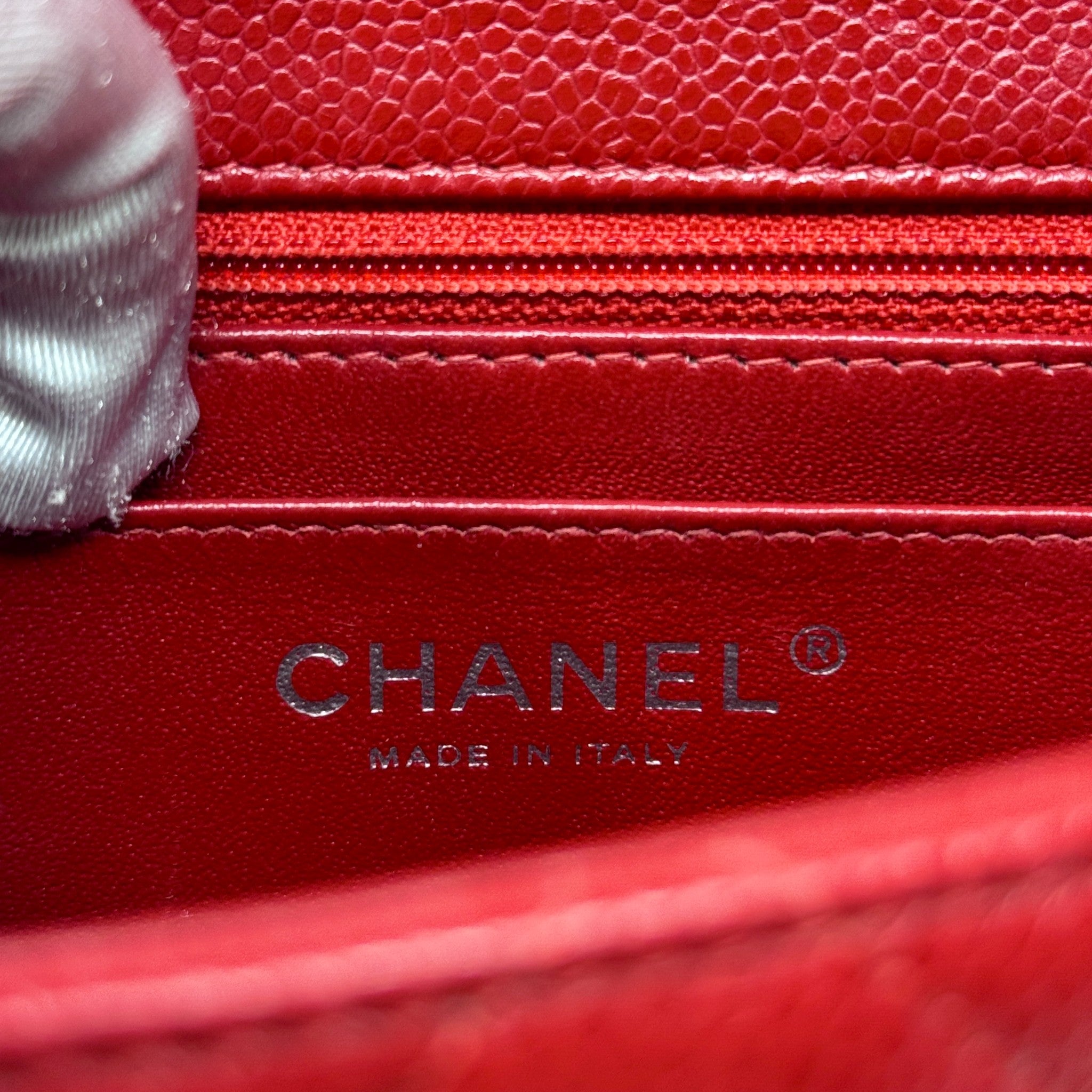 Chanel Red Caviar Mini Square Flap