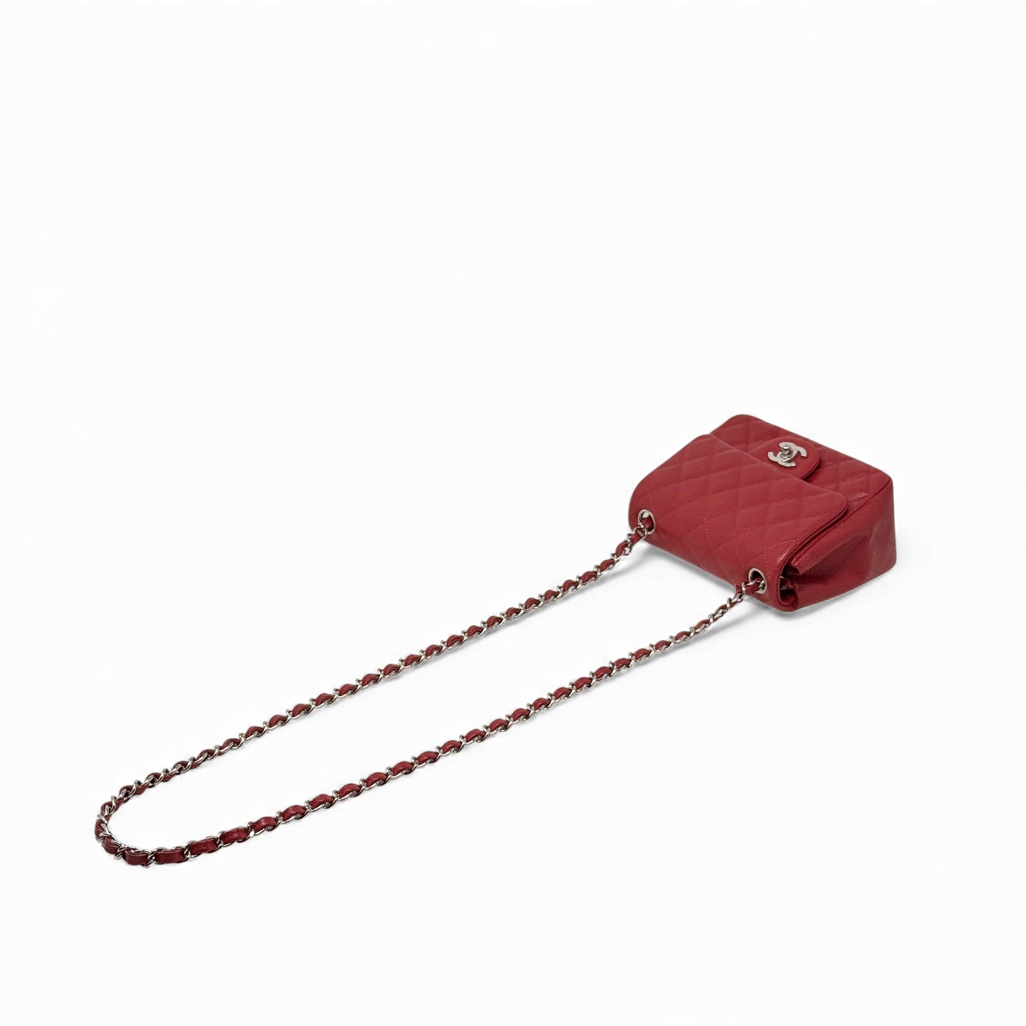 Chanel Red Caviar Mini Square Flap