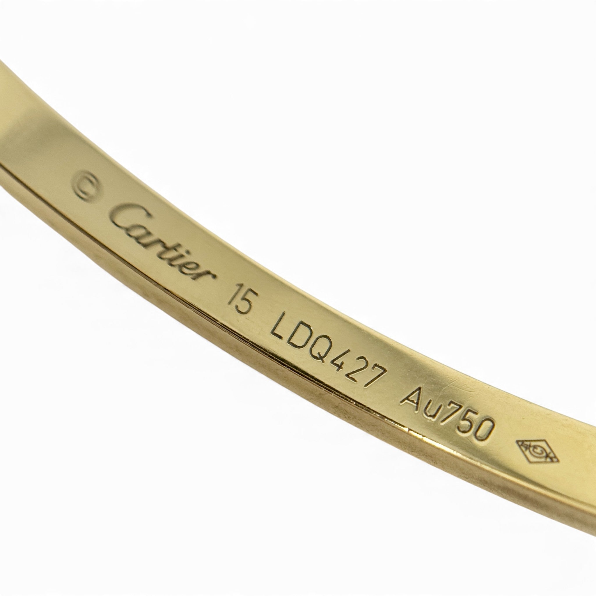 Cartier Yellow Gold Love Bracelet SM 15
