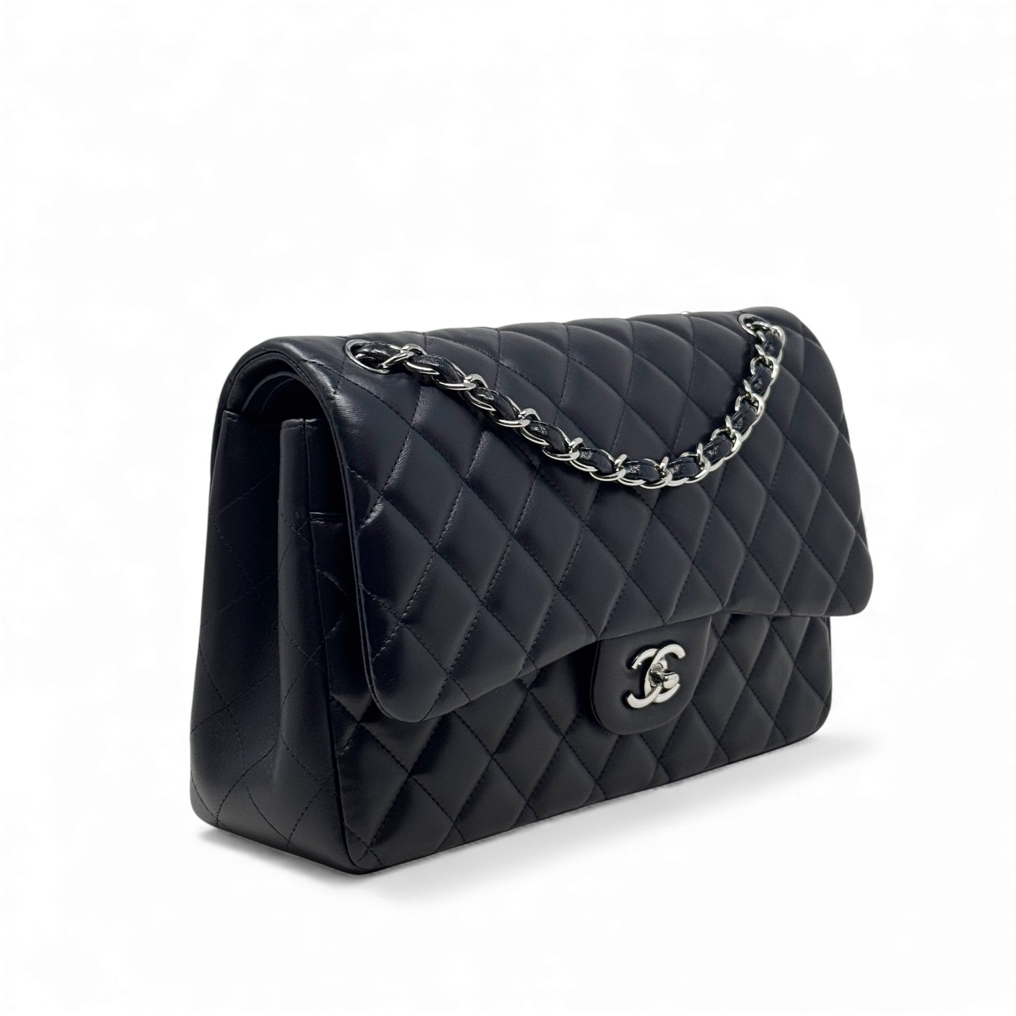 Chanel Blue Lambskin Jumbo Classic Flap