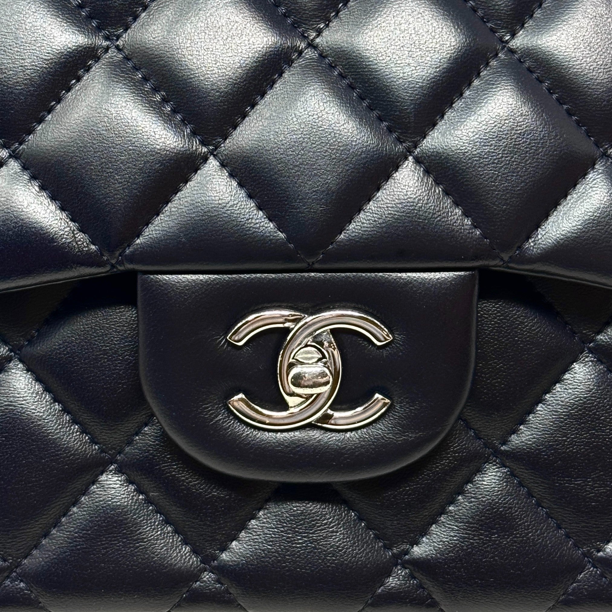 Chanel Blue Lambskin Jumbo Classic Flap