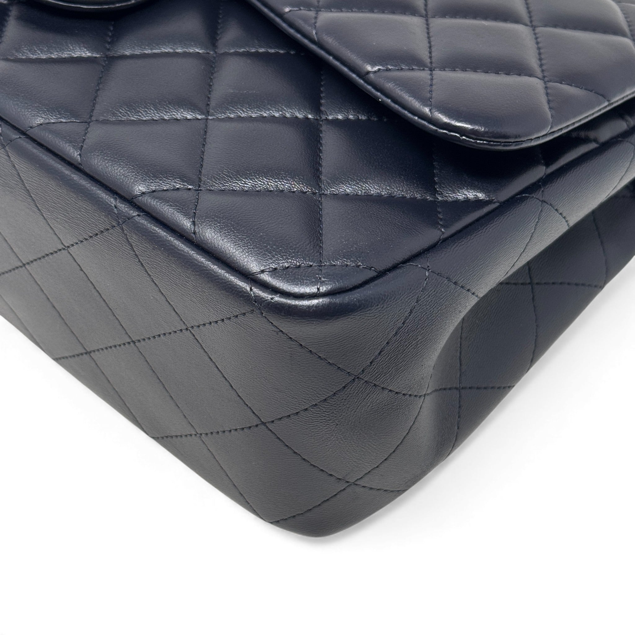 Chanel Blue Lambskin Jumbo Classic Flap