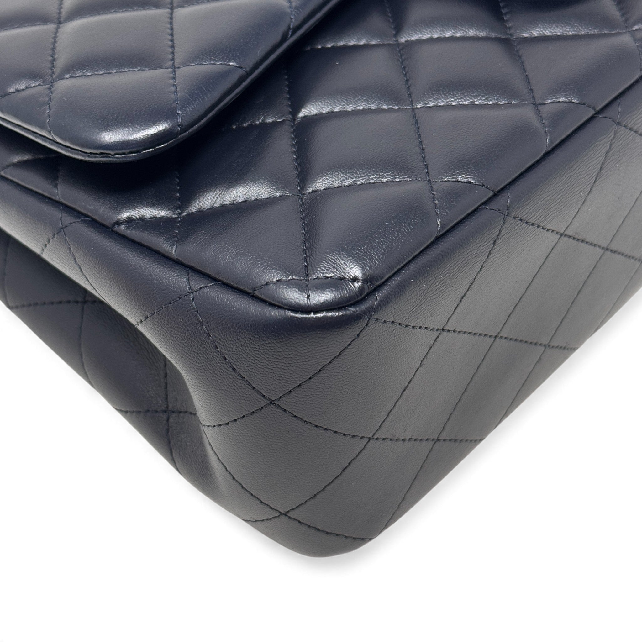 Chanel Blue Lambskin Jumbo Classic Flap