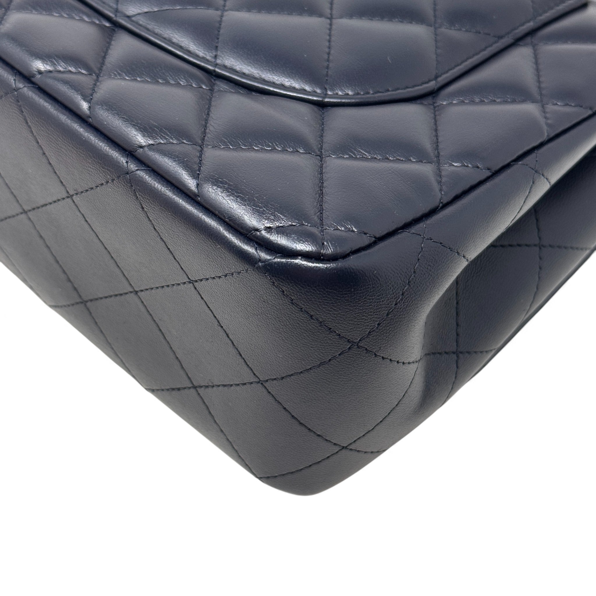 Chanel Blue Lambskin Jumbo Classic Flap