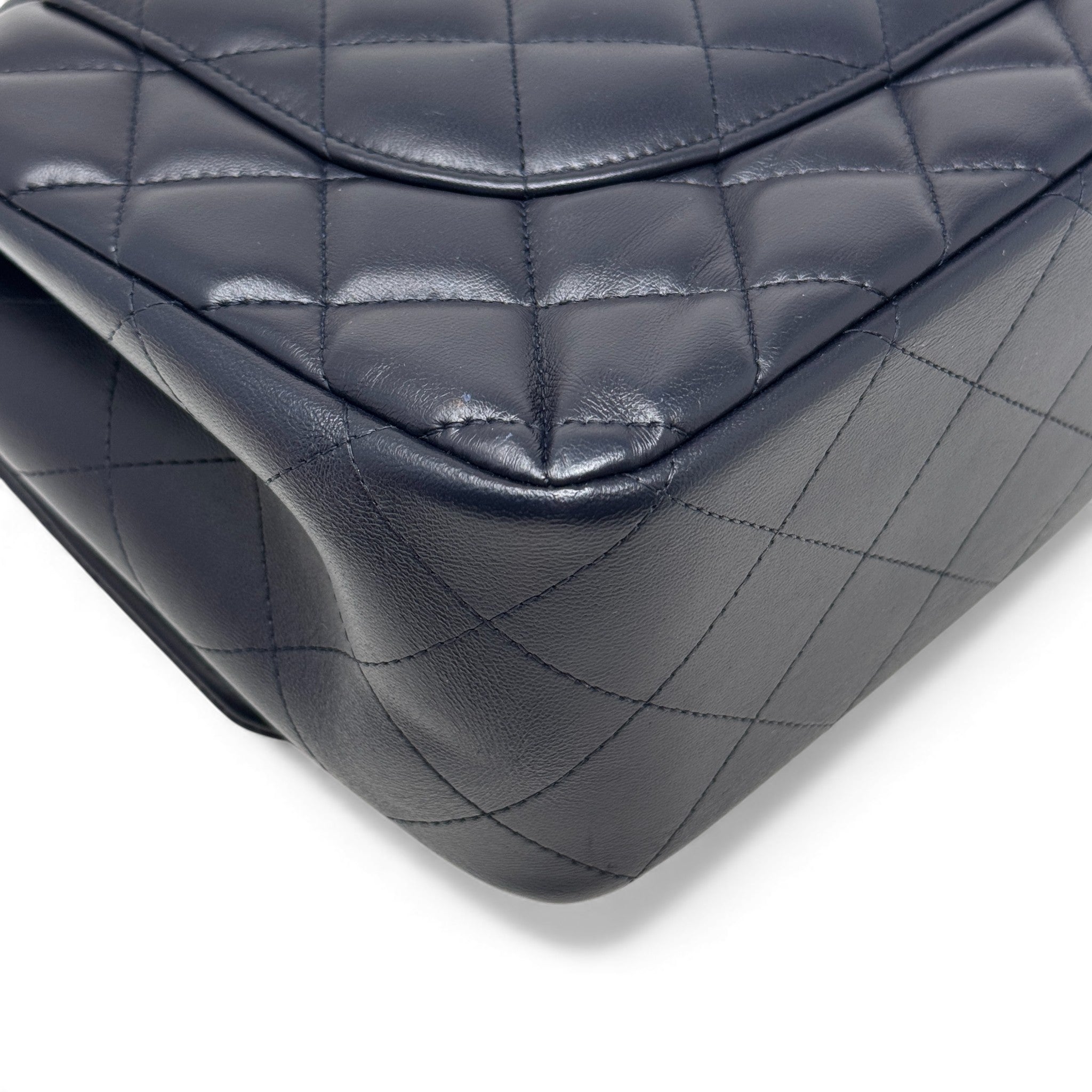 Chanel Blue Lambskin Jumbo Classic Flap