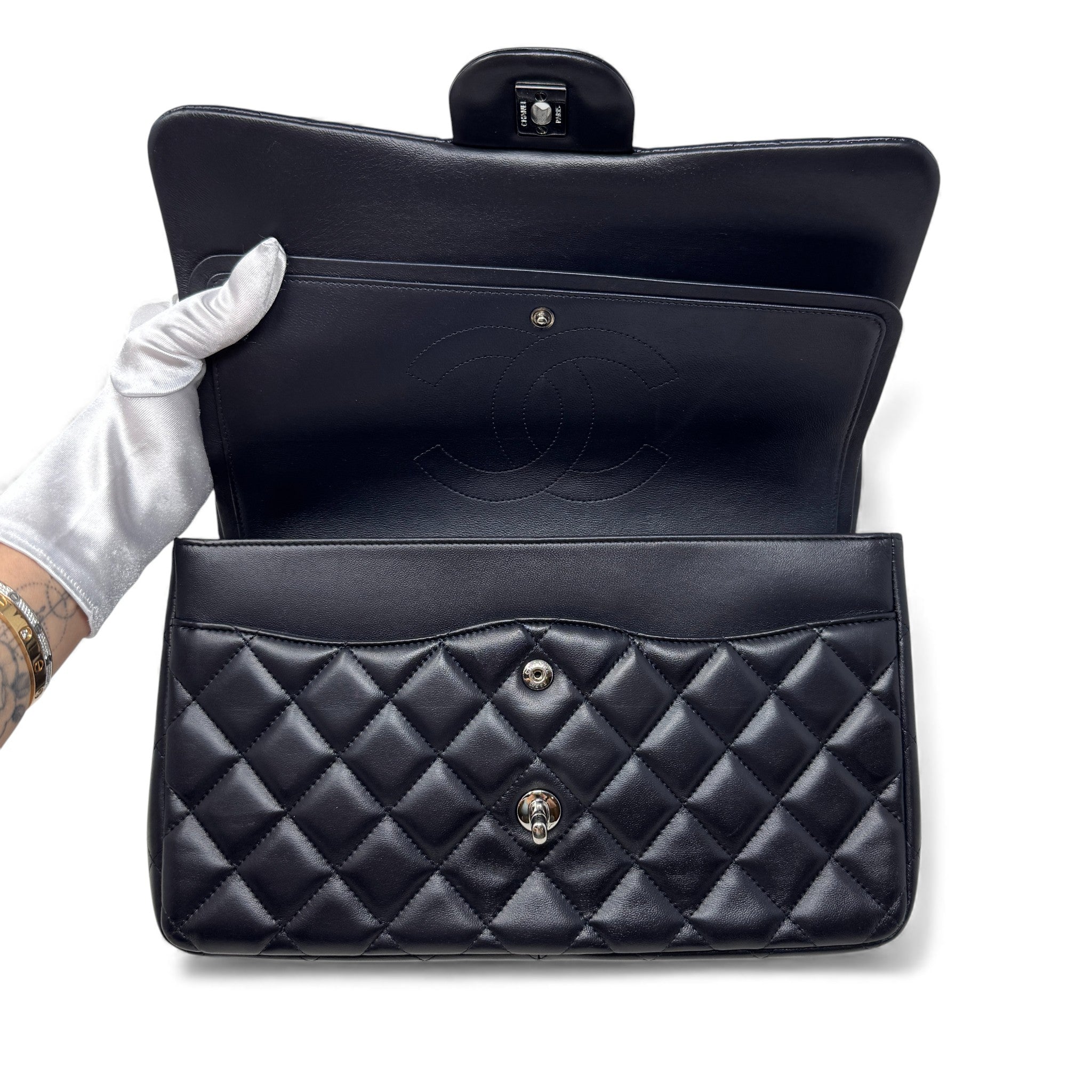 Chanel Blue Lambskin Jumbo Classic Flap