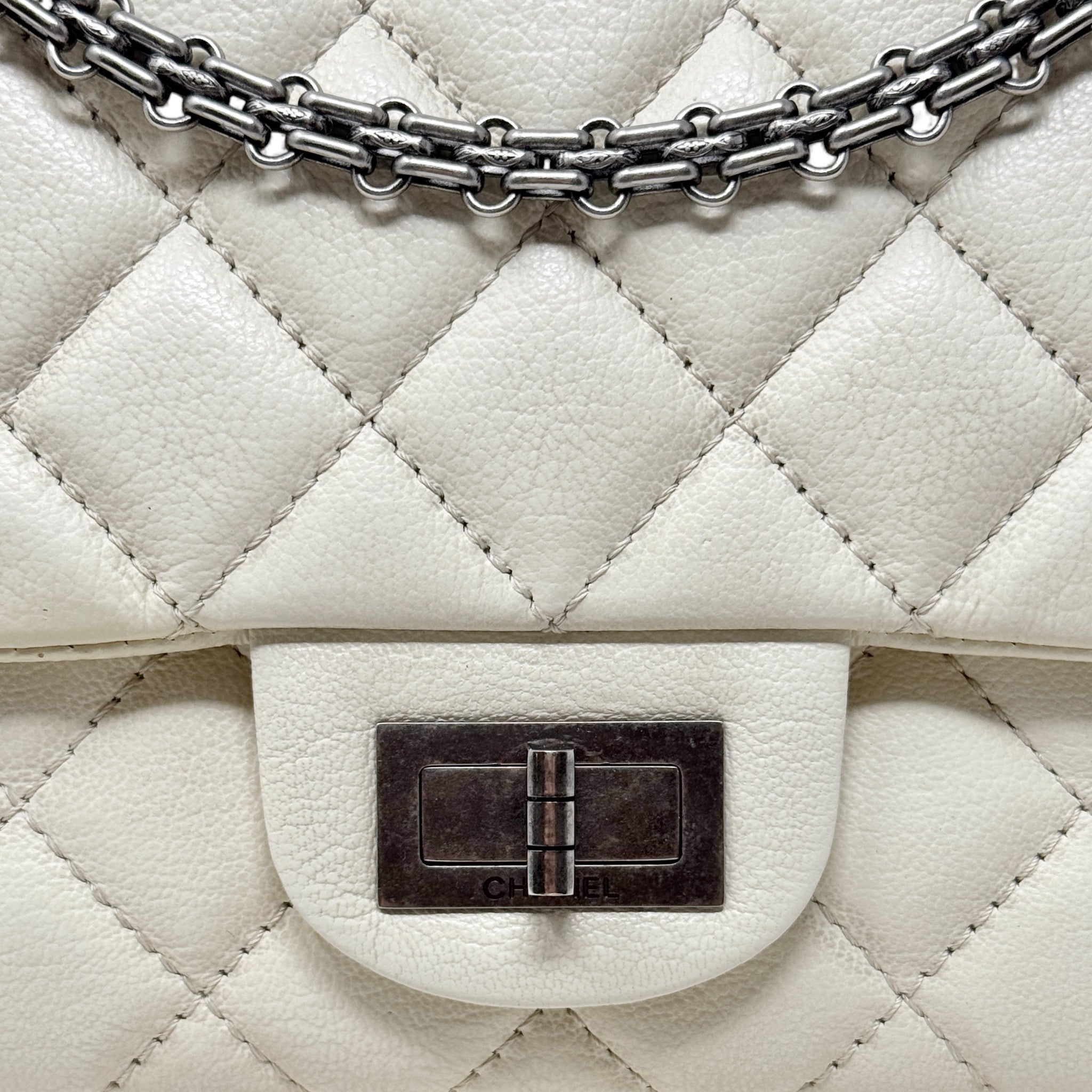 Chanel White Calfskin 2.55 Reissue 227