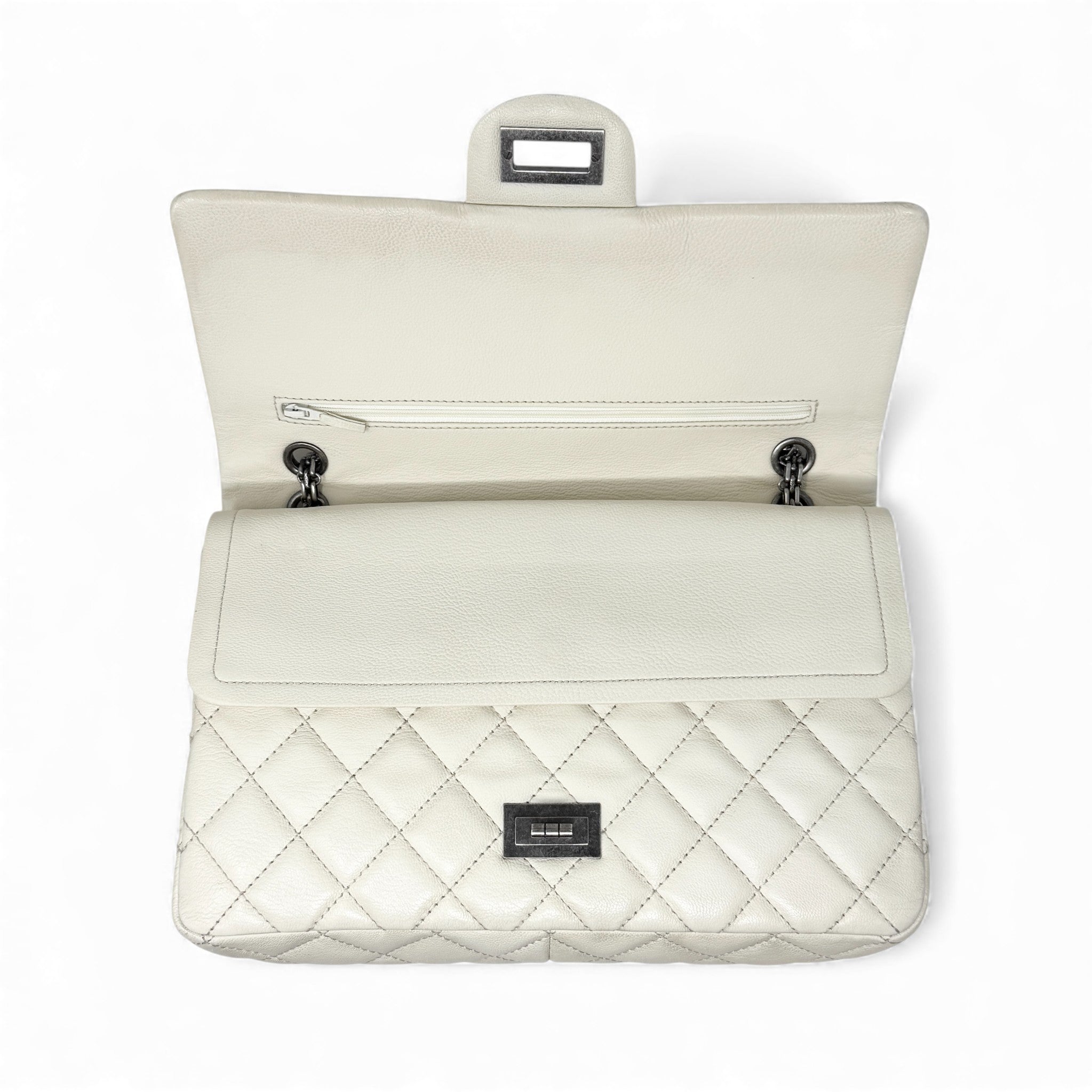 Chanel White Calfskin 2.55 Reissue 227