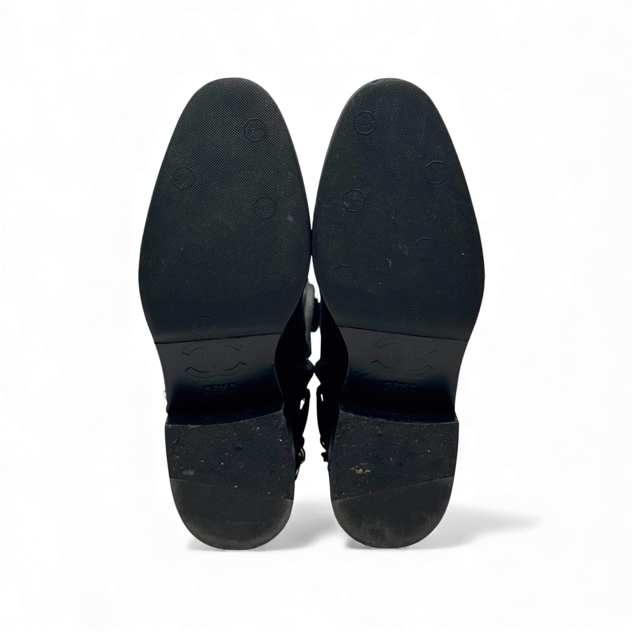 Chanel Black CC Chain Riding Boots 36.5