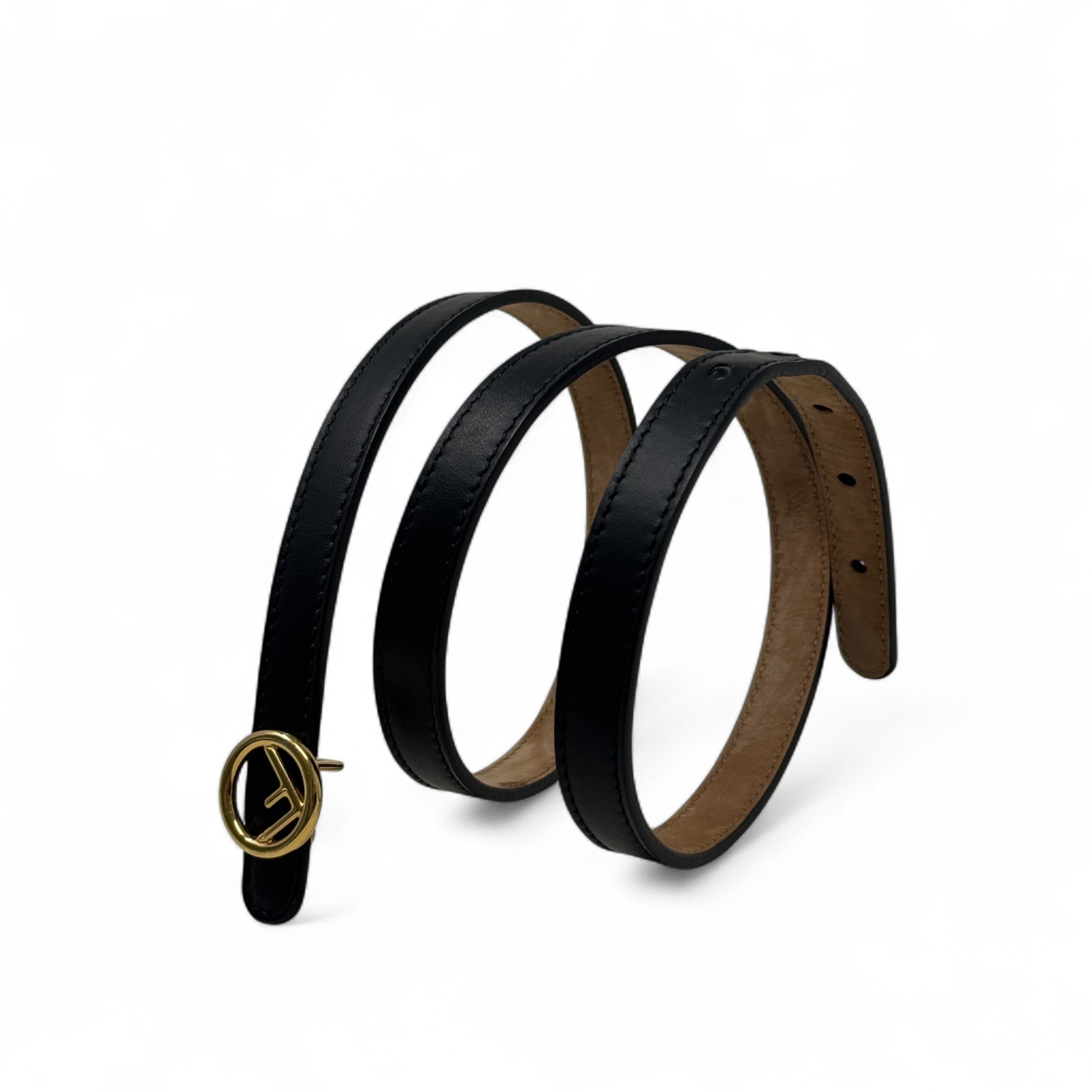FENDI ブラックブレザー ロゴ入りライニング Fendi Black F Logo Slim Belt | Jadore Couture