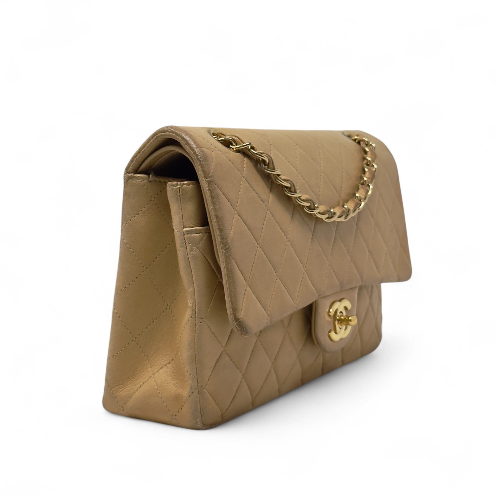 Chanel Beige Medium Vintage Classic Flap