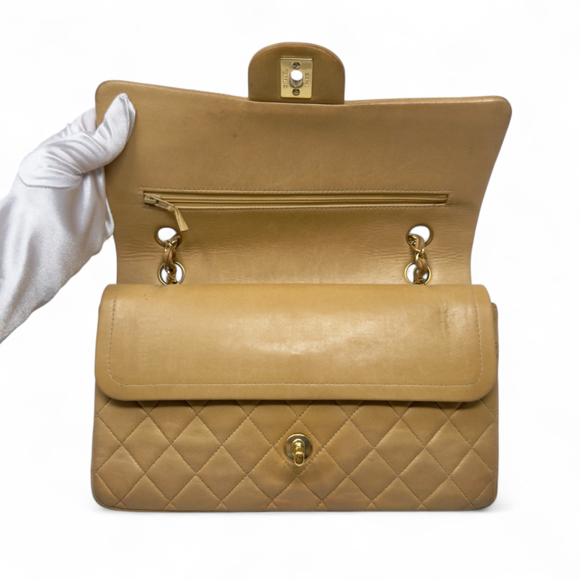 Chanel Beige Medium Vintage Classic Flap