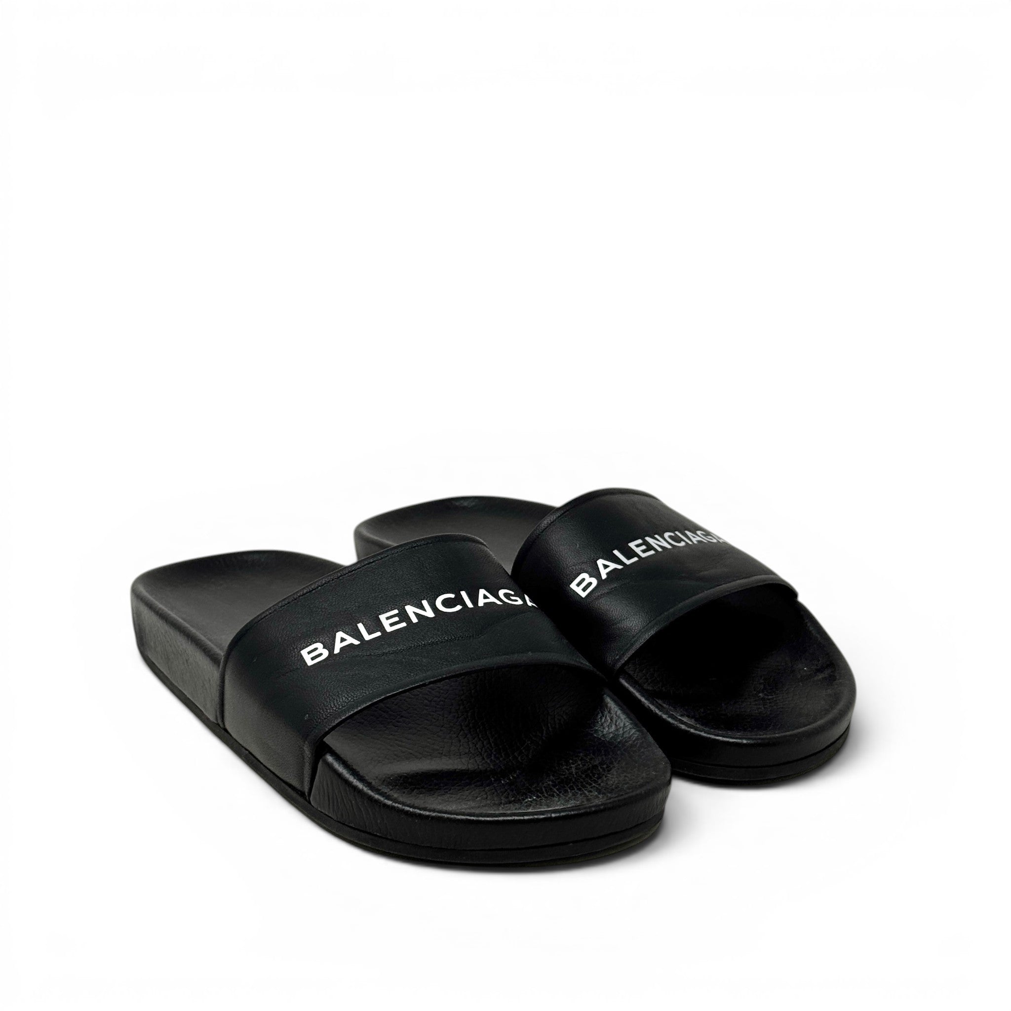 Balenciaga Black Logo Slides