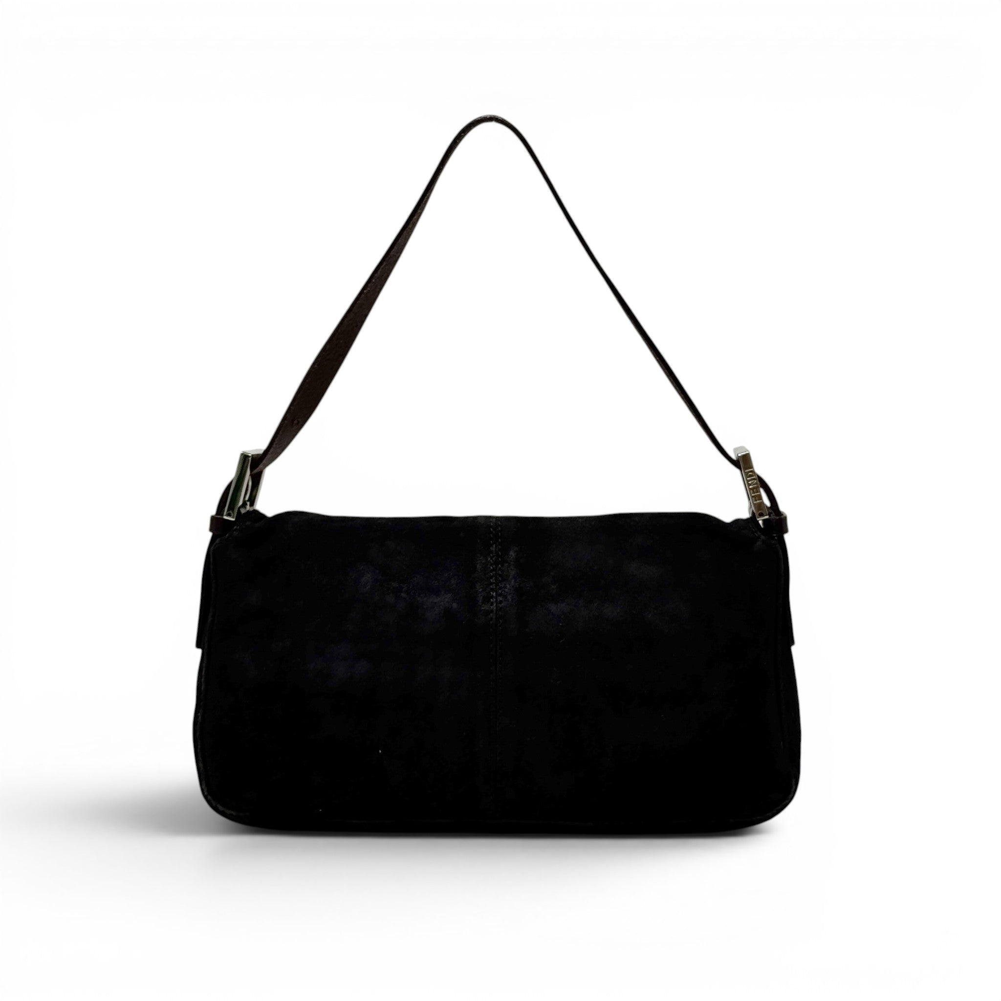 Fendi Black Suede Baguette Bag