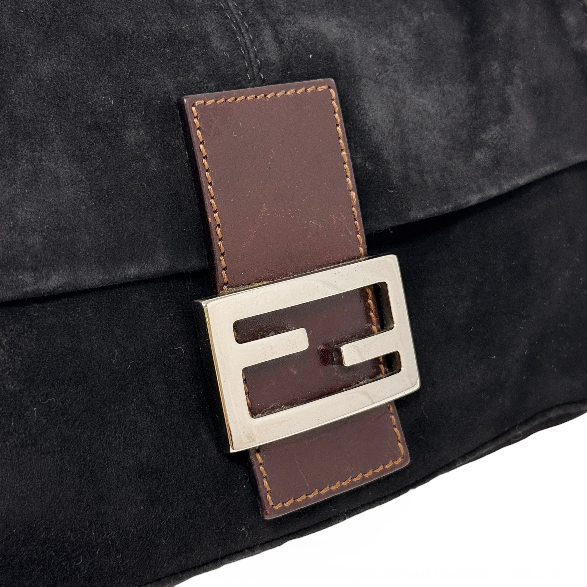 Fendi Black Suede Baguette Bag