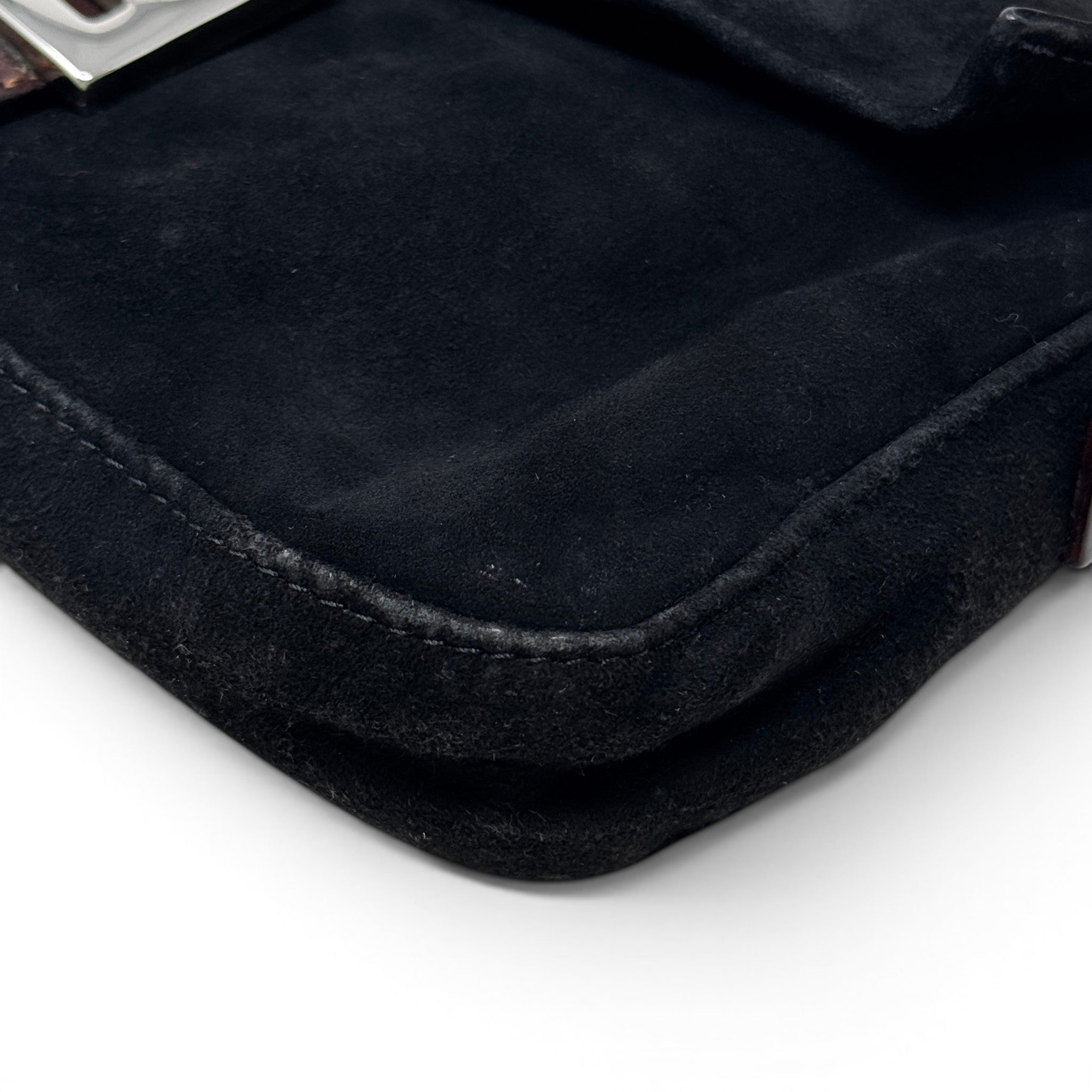 Fendi Black Suede Baguette Bag