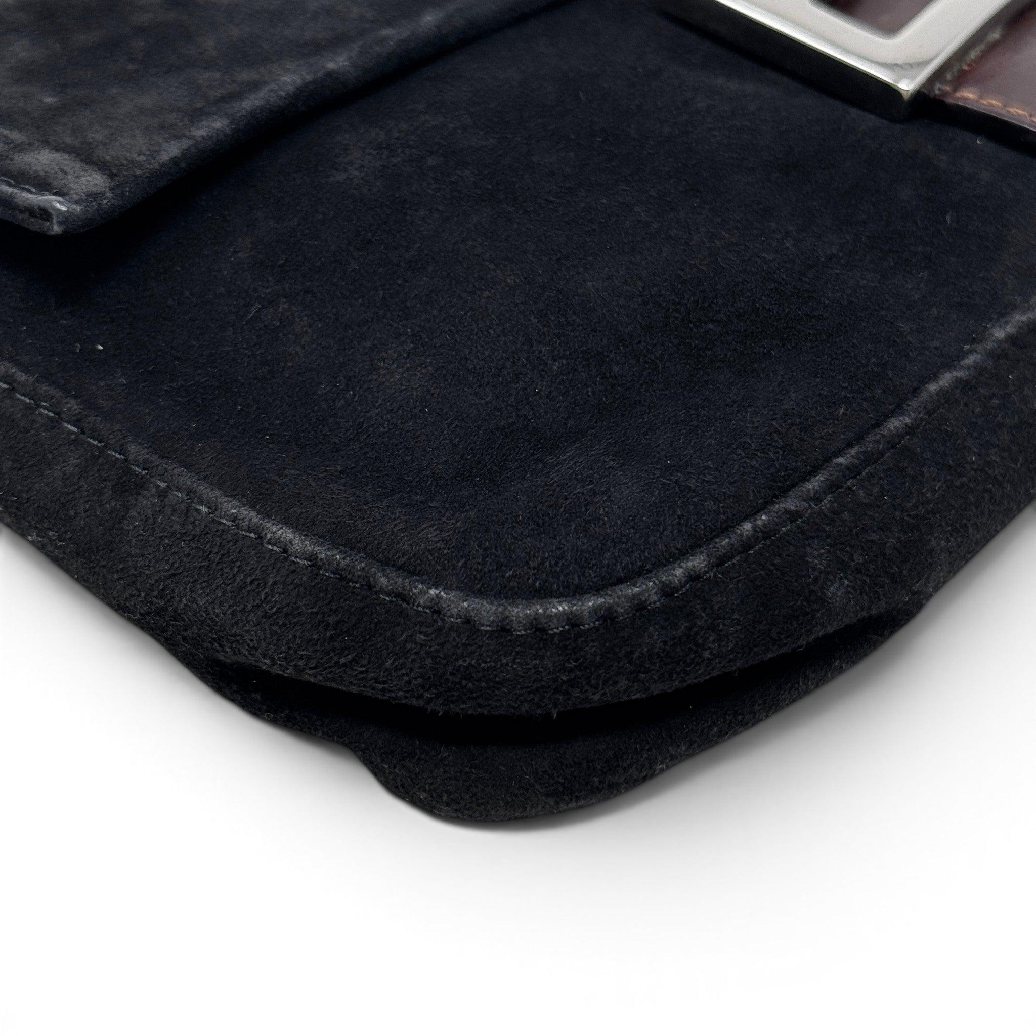 Fendi Black Suede Baguette Bag