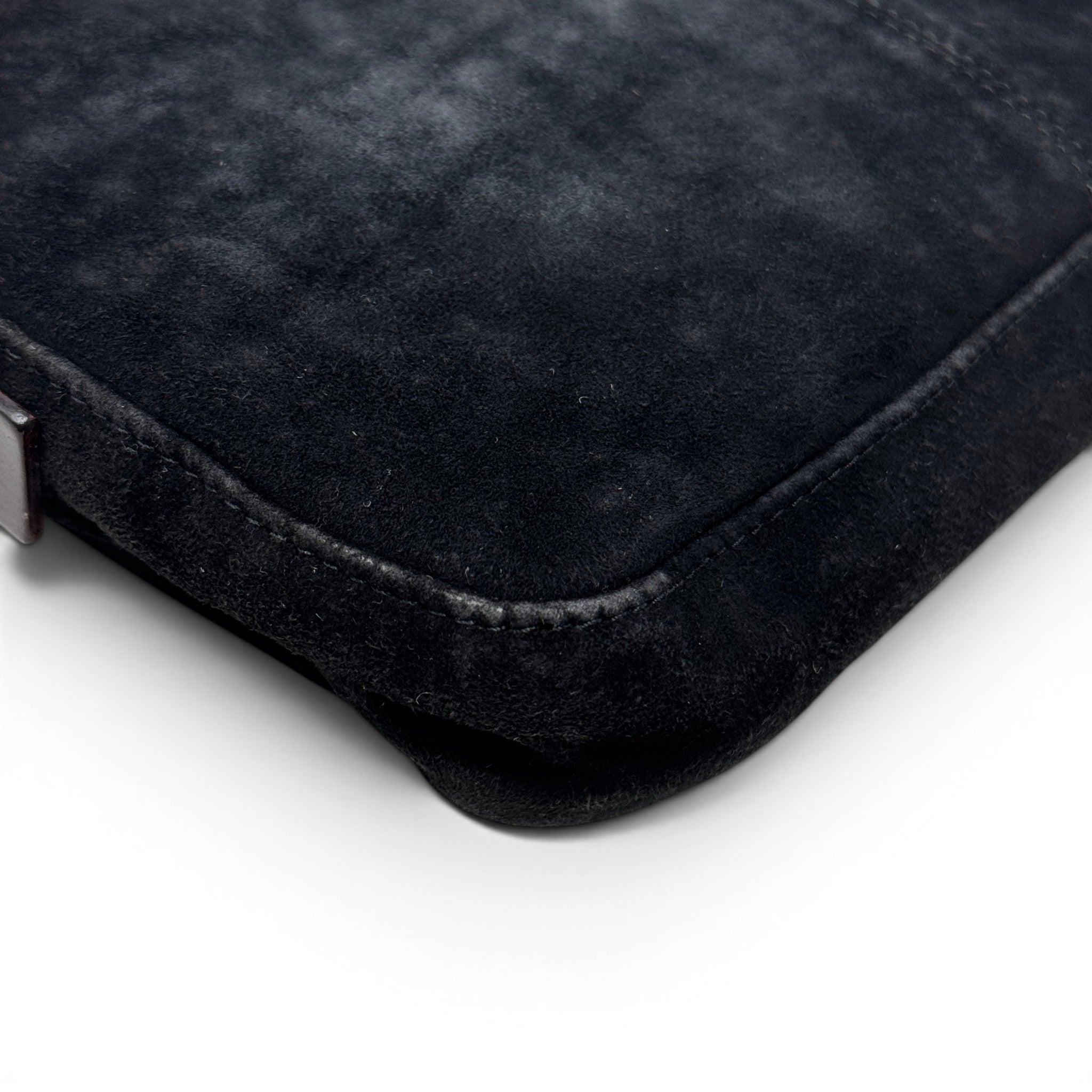 Fendi Black Suede Baguette Bag