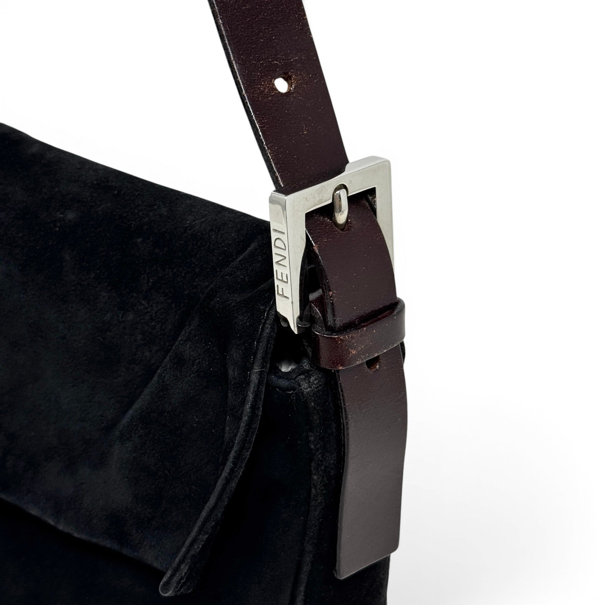 Fendi Black Suede Baguette Bag