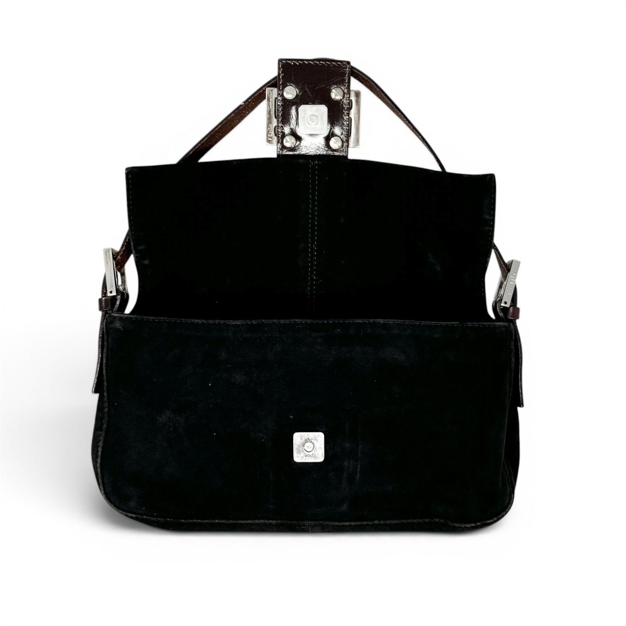 Fendi Black Suede Baguette Bag