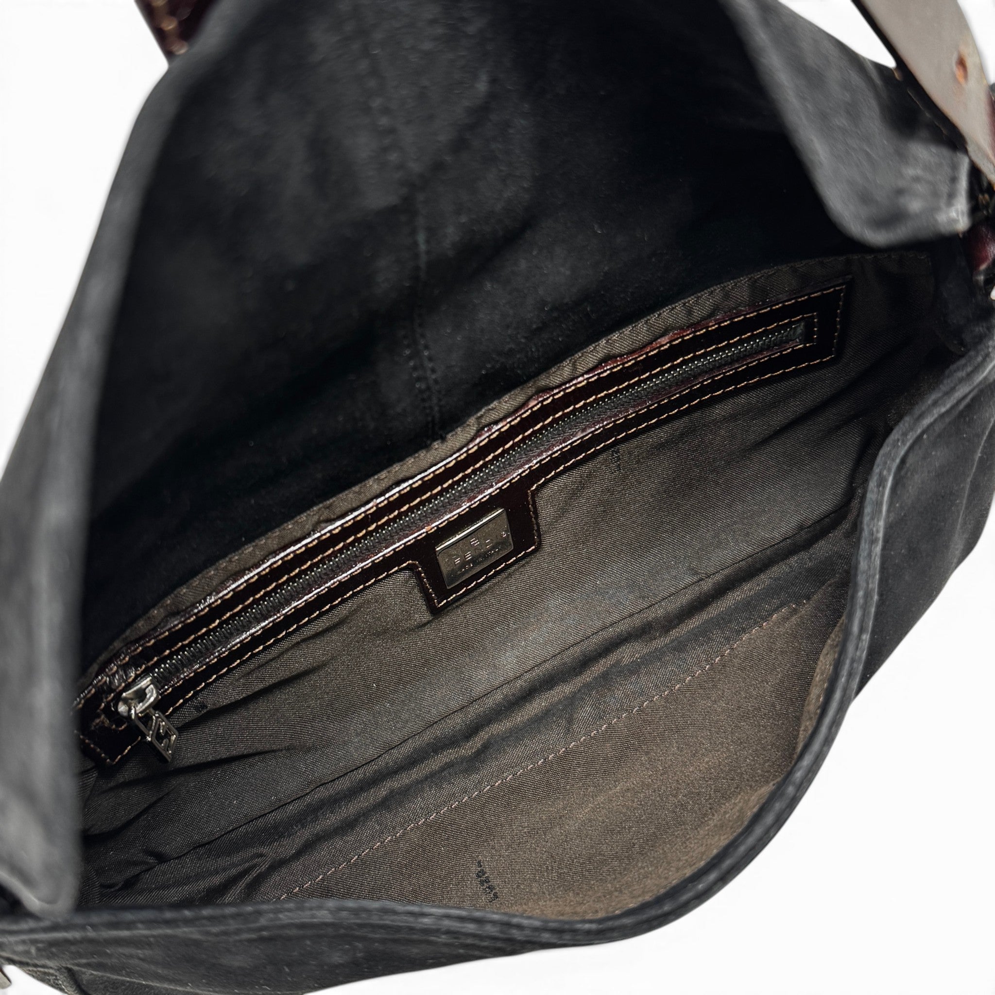 Fendi Black Suede Baguette Bag