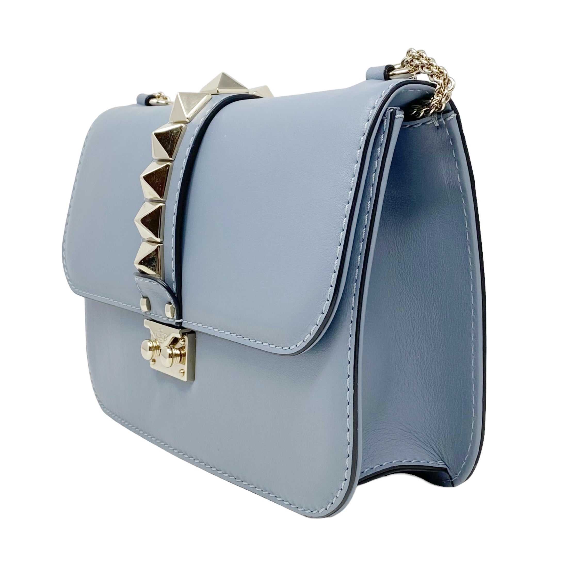 Valentino Blue Rockstud Medium Glam Lock Bag