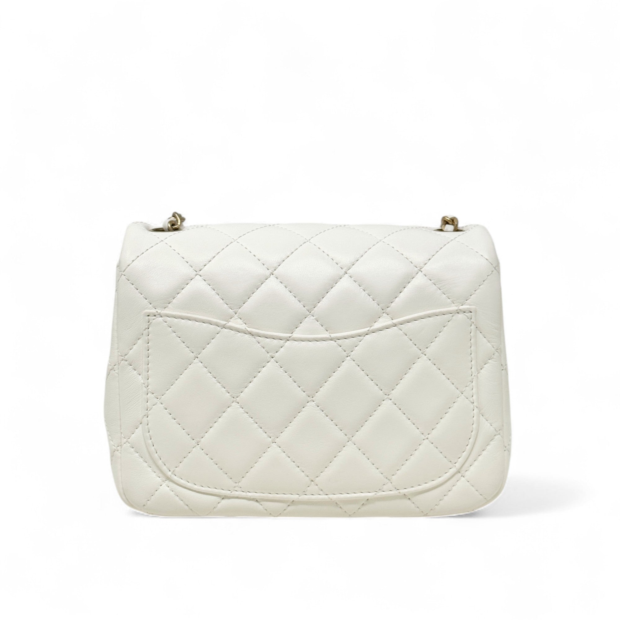 Chanel White Pearl Crush Mini Square Flap