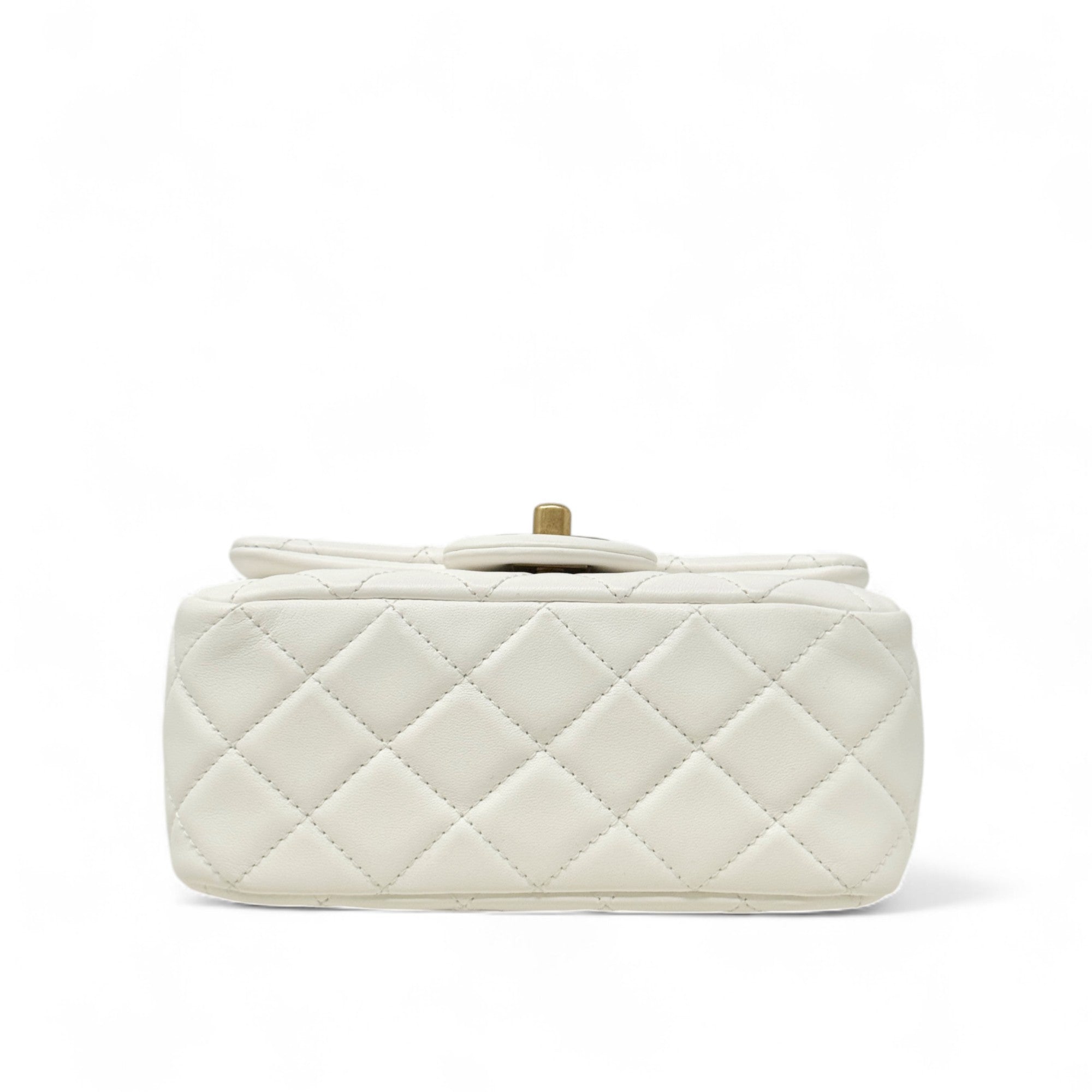 Chanel White Pearl Crush Mini Square Flap
