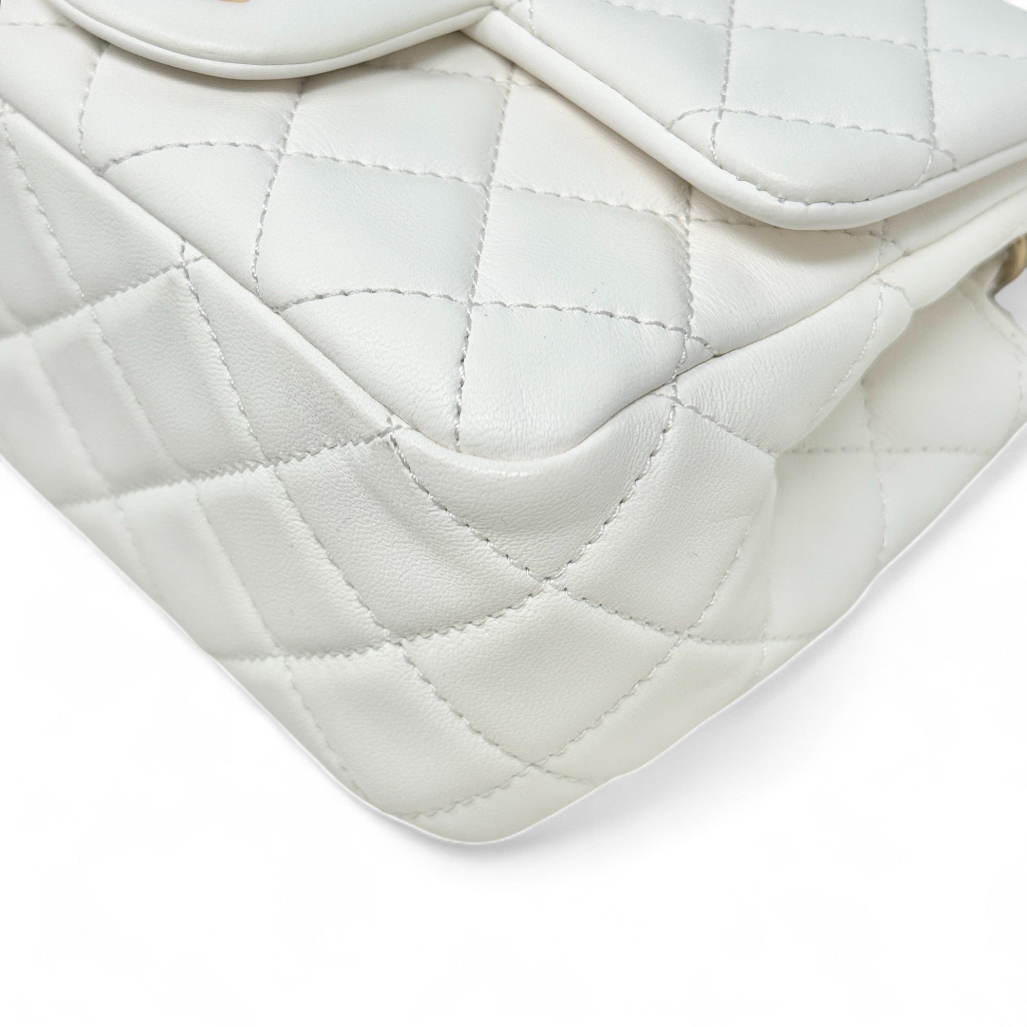 Chanel White Pearl Crush Mini Square Flap