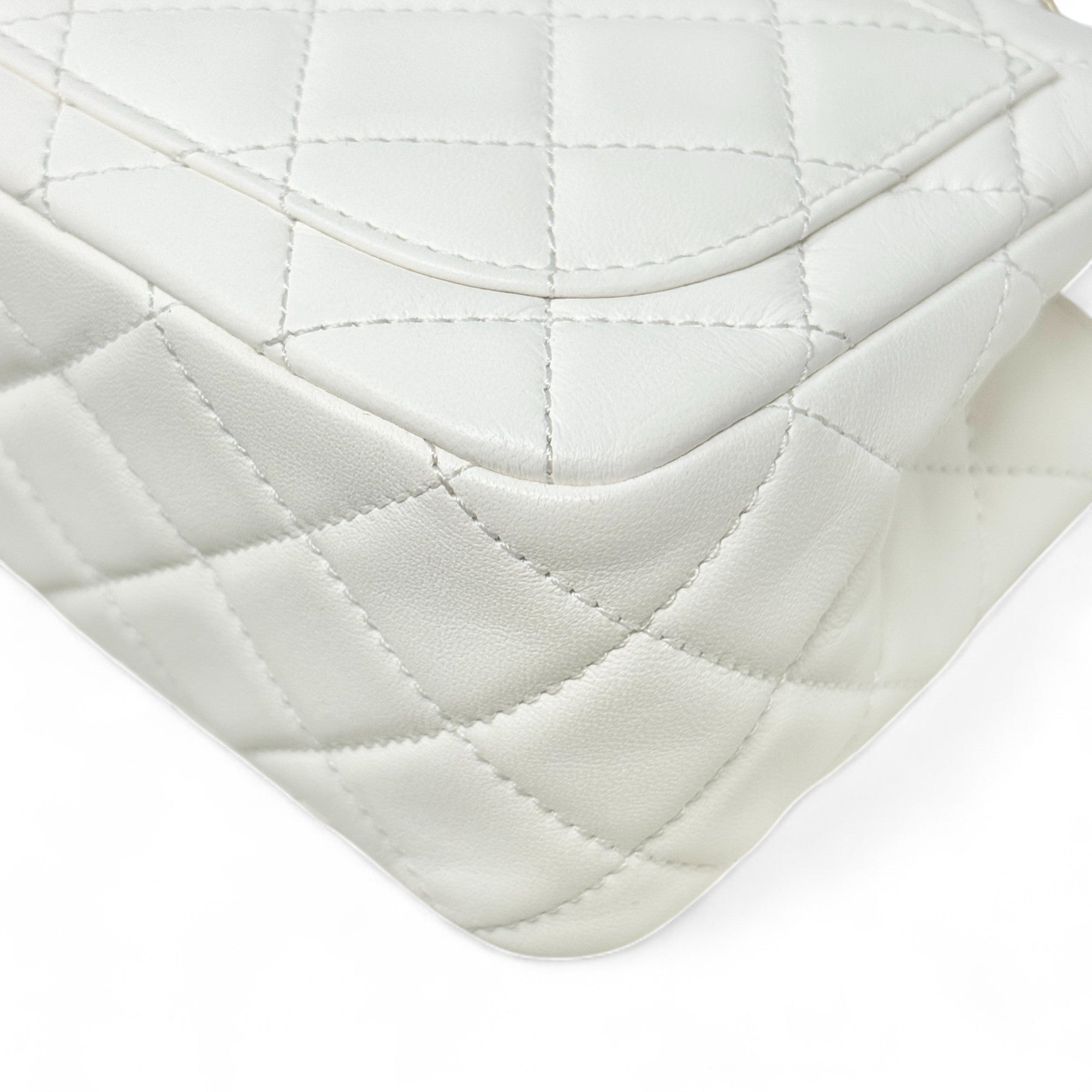 Chanel White Pearl Crush Mini Square Flap