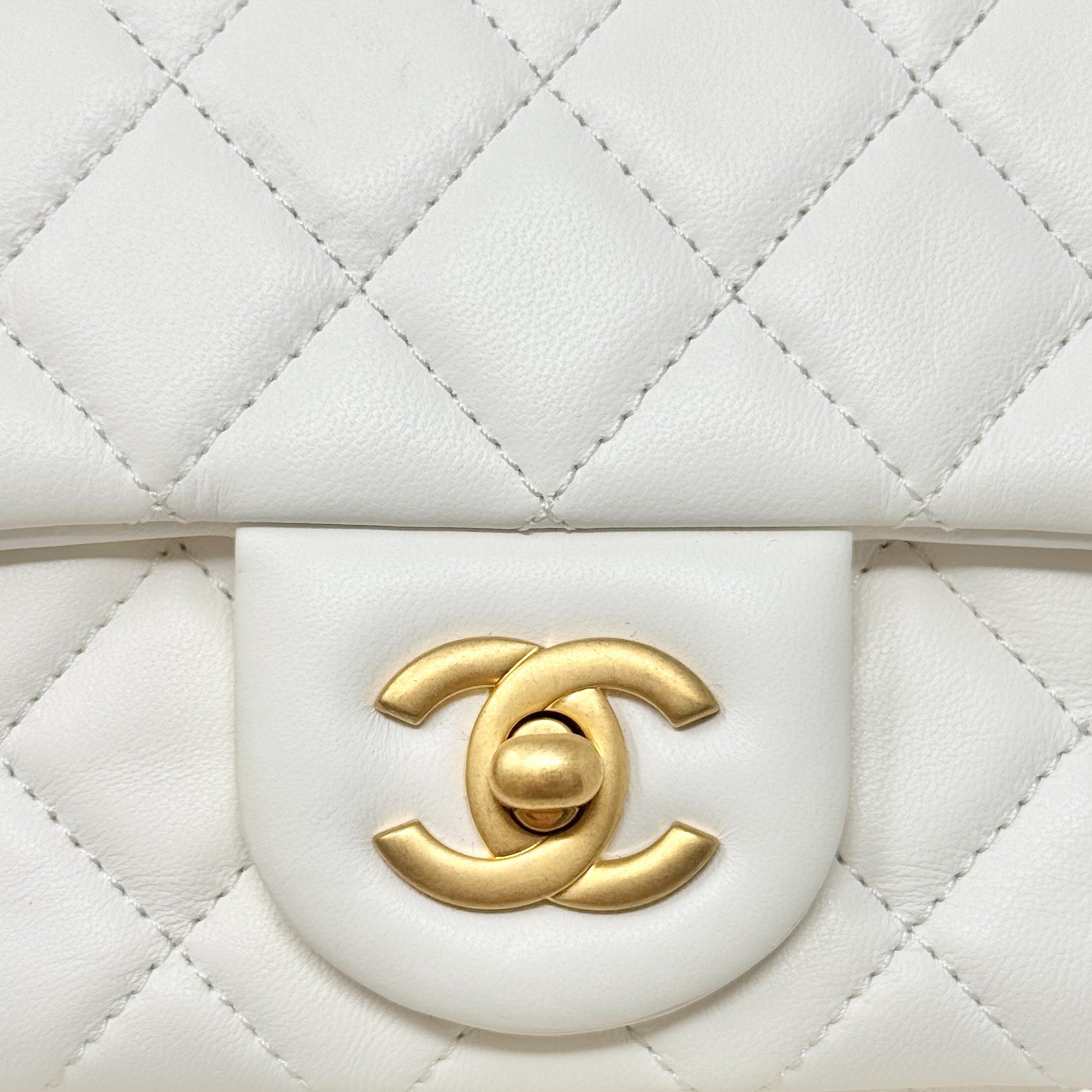 Chanel White Pearl Crush Mini Square Flap