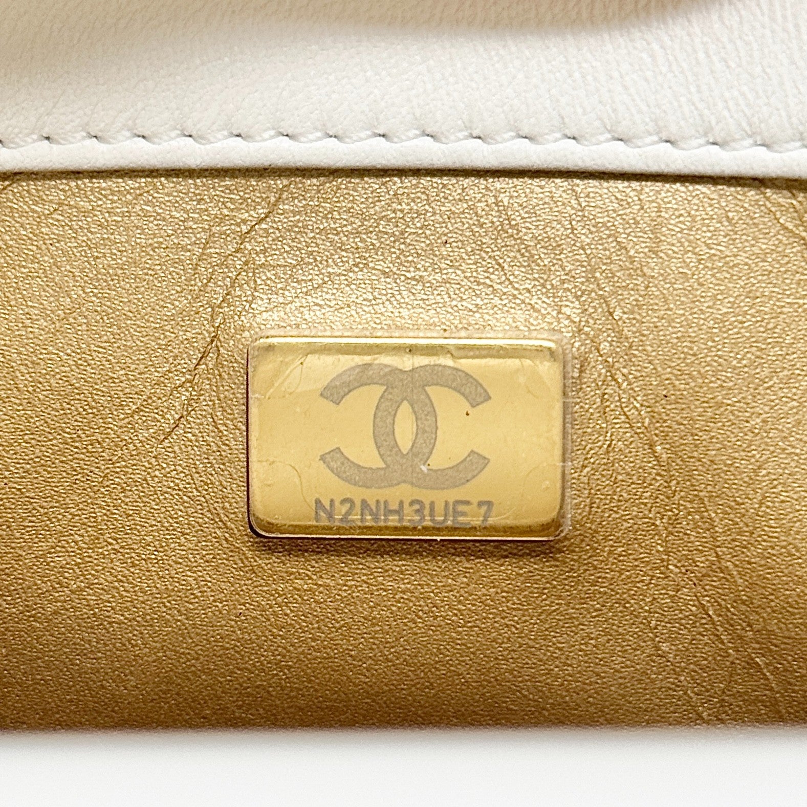 Chanel White Pearl Crush Mini Square Flap
