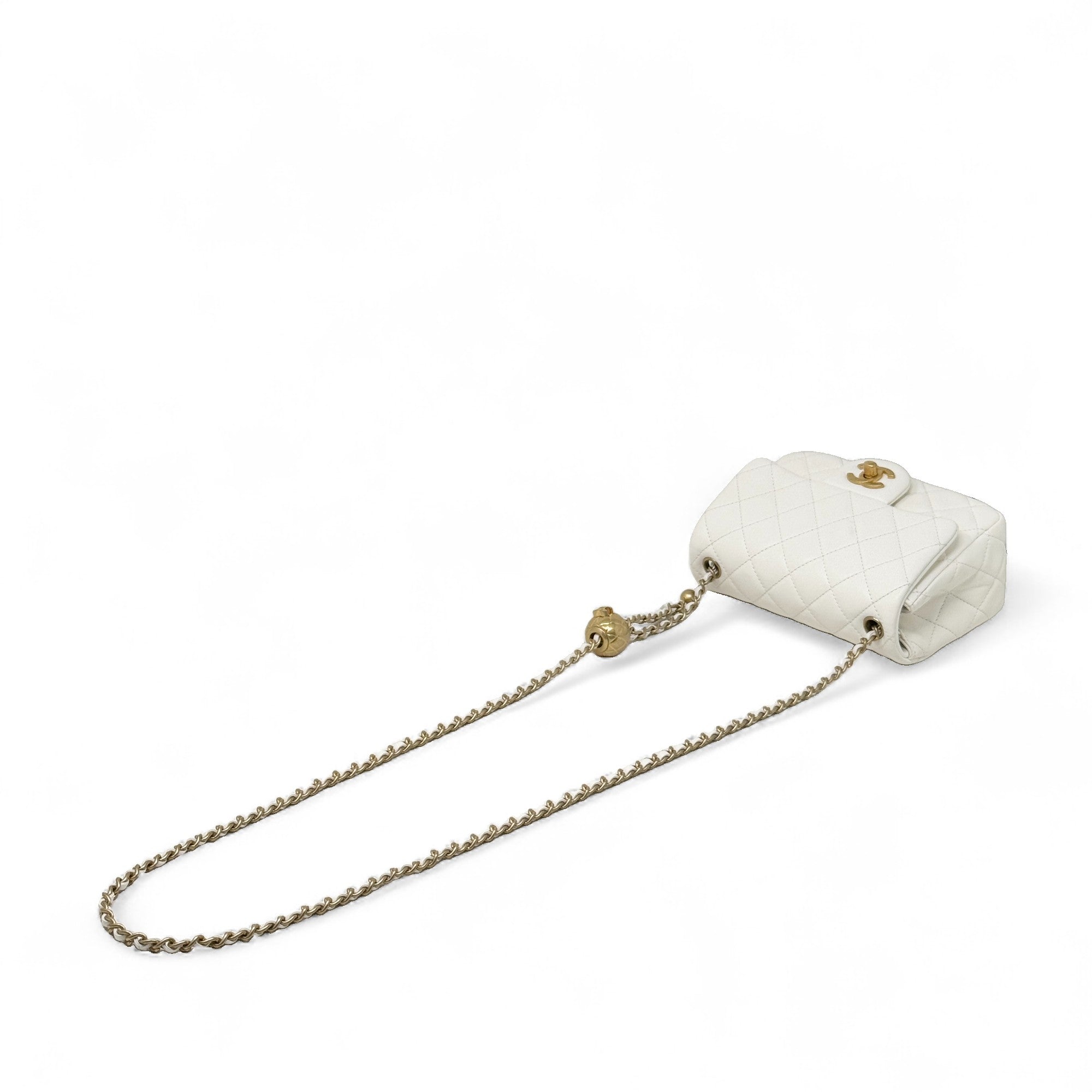 Chanel White Pearl Crush Mini Square Flap