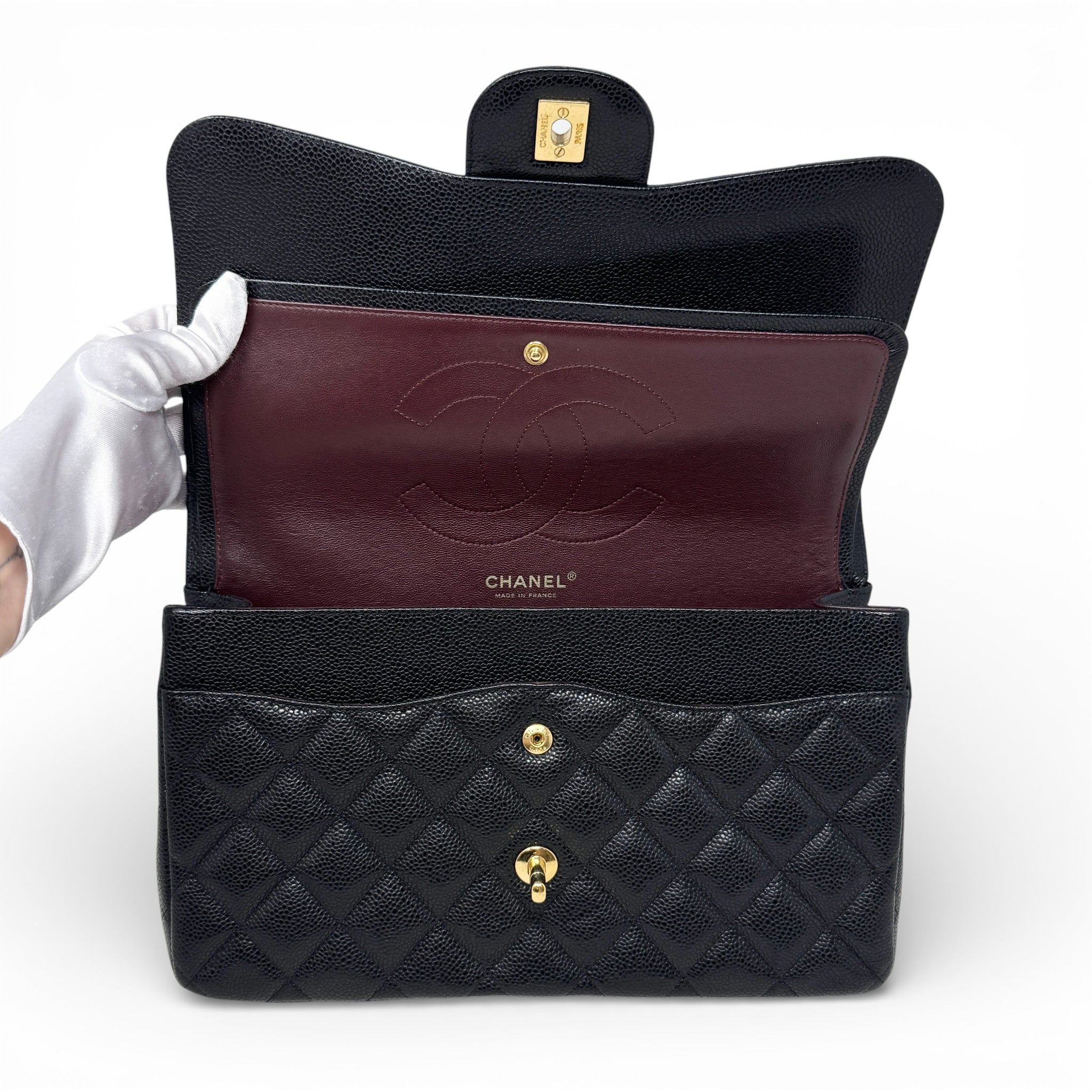Chanel Black Caviar Jumbo Classic Flap