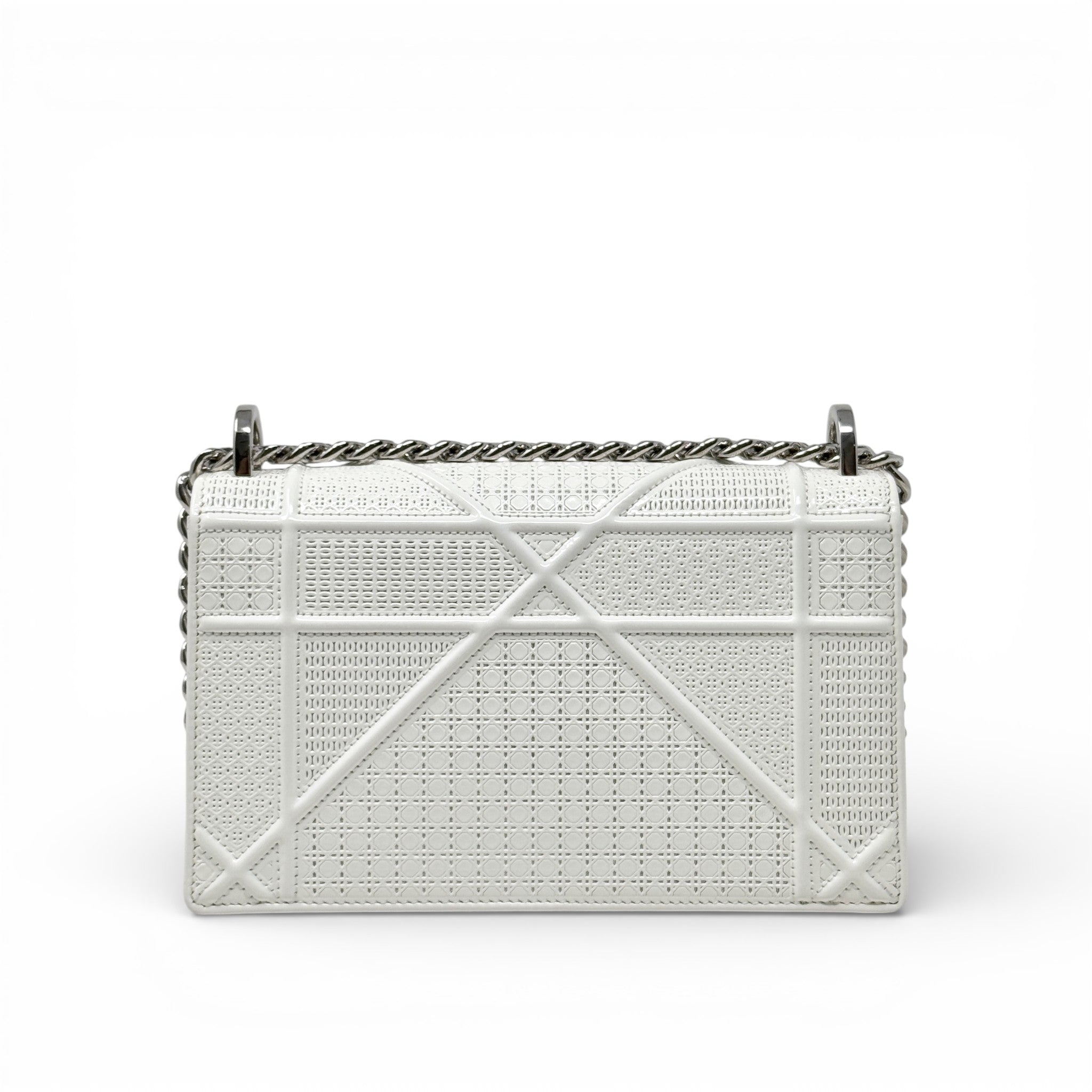 Dior White Small Micro-cannage Diorama Flap
