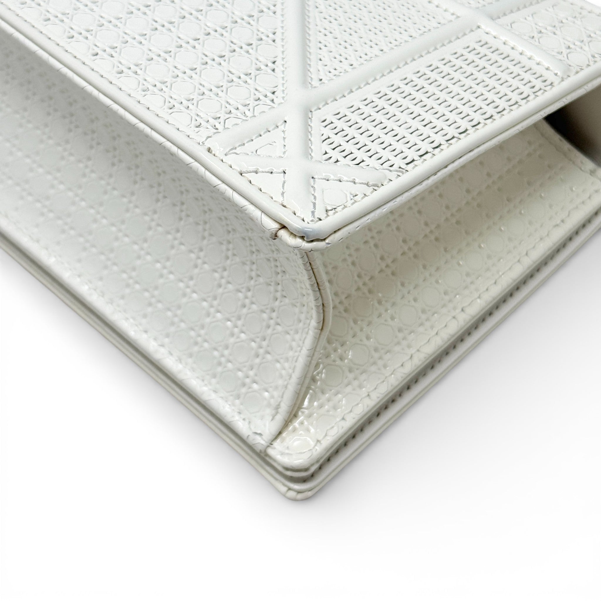 Dior White Small Micro-cannage Diorama Flap